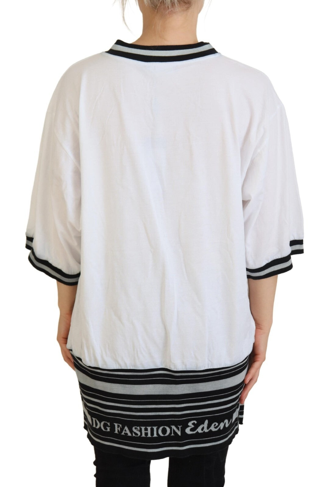 Dolce & Gabbana White Printed Short Sleeves Pullover Top | Regal Royce