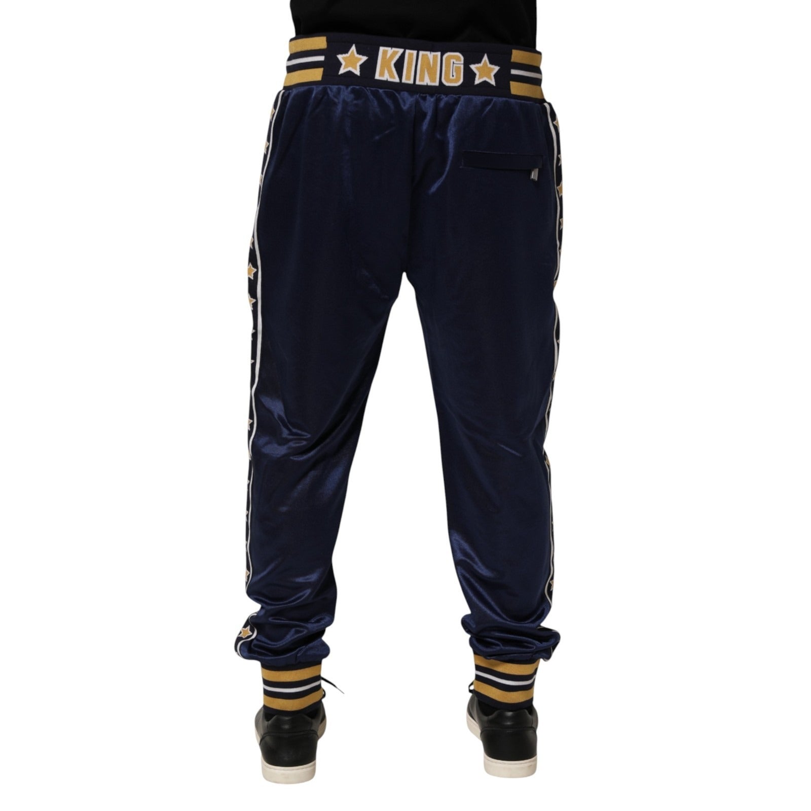 Dolce & Gabbana Blue Nylon Jogger Mid Waist Trouser Pants | Regal Royce