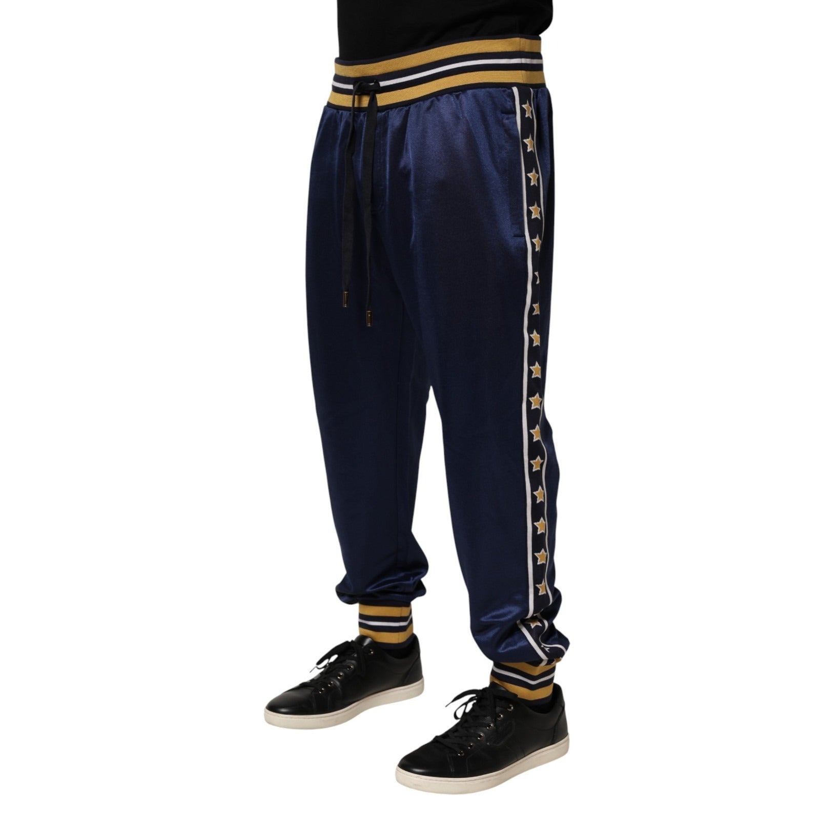 Dolce & Gabbana Blue Nylon Jogger Mid Waist Trouser Pants | Regal Royce