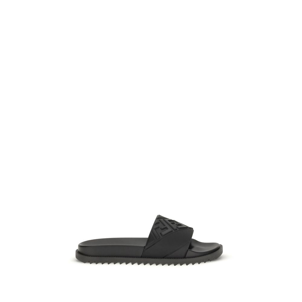 Fendi Black Rubber Flat Sandals | Regal Royce