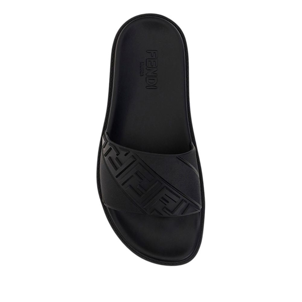 Fendi Black Rubber Flat Sandals | Regal Royce
