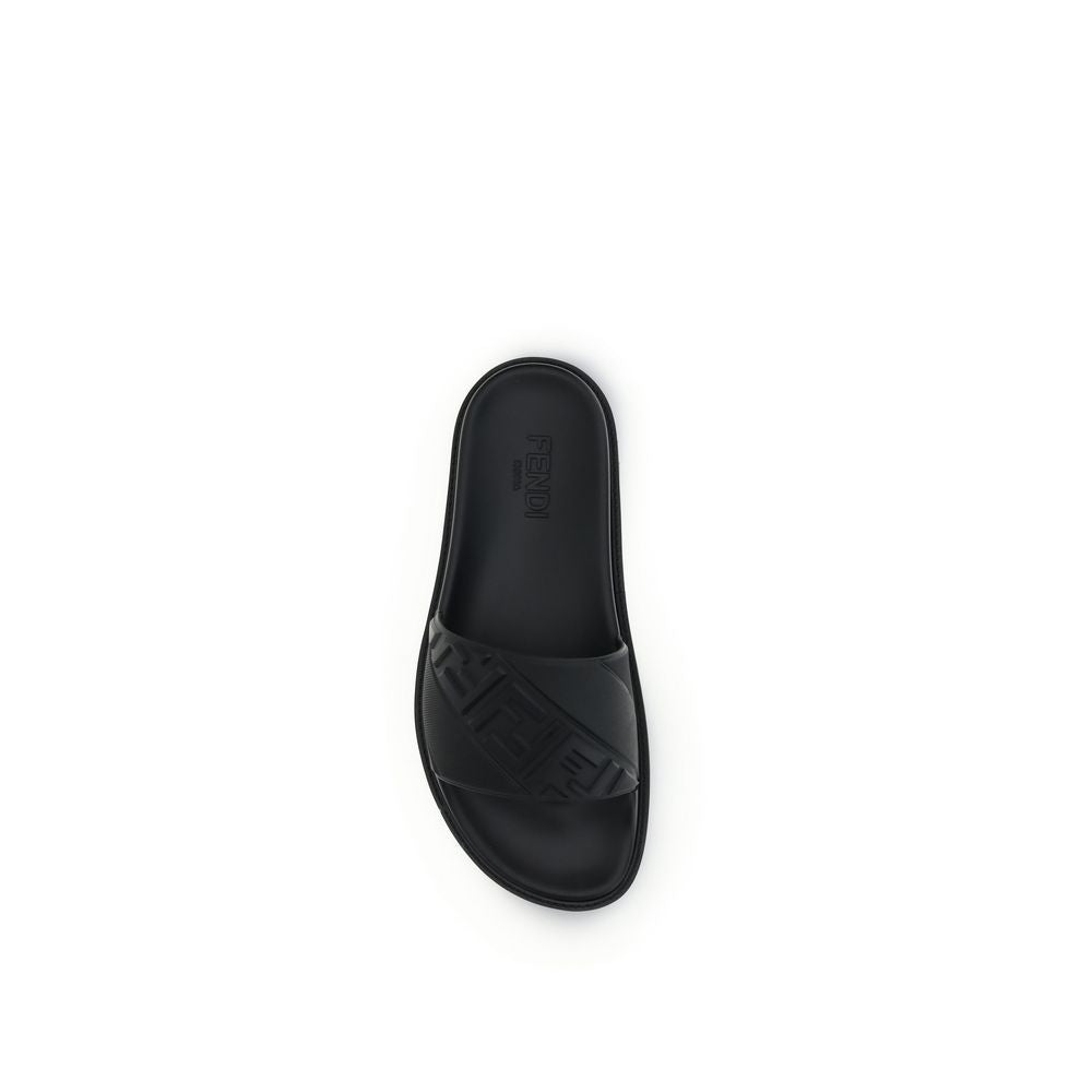 Fendi Black Rubber Flat Sandals | Regal Royce