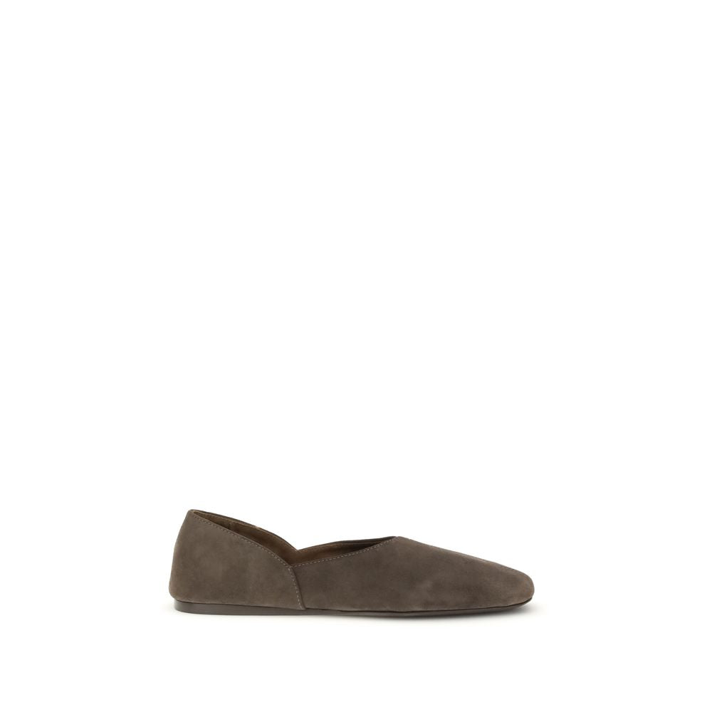 Khaite Brown Calf Leather Bos Taurus Ballet Flats | Regal Royce