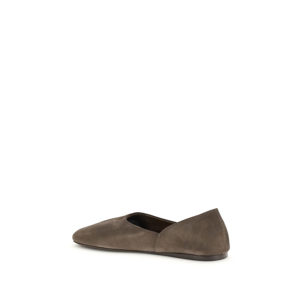Khaite Brown Calf Leather Bos Taurus Ballet Flats | Regal Royce