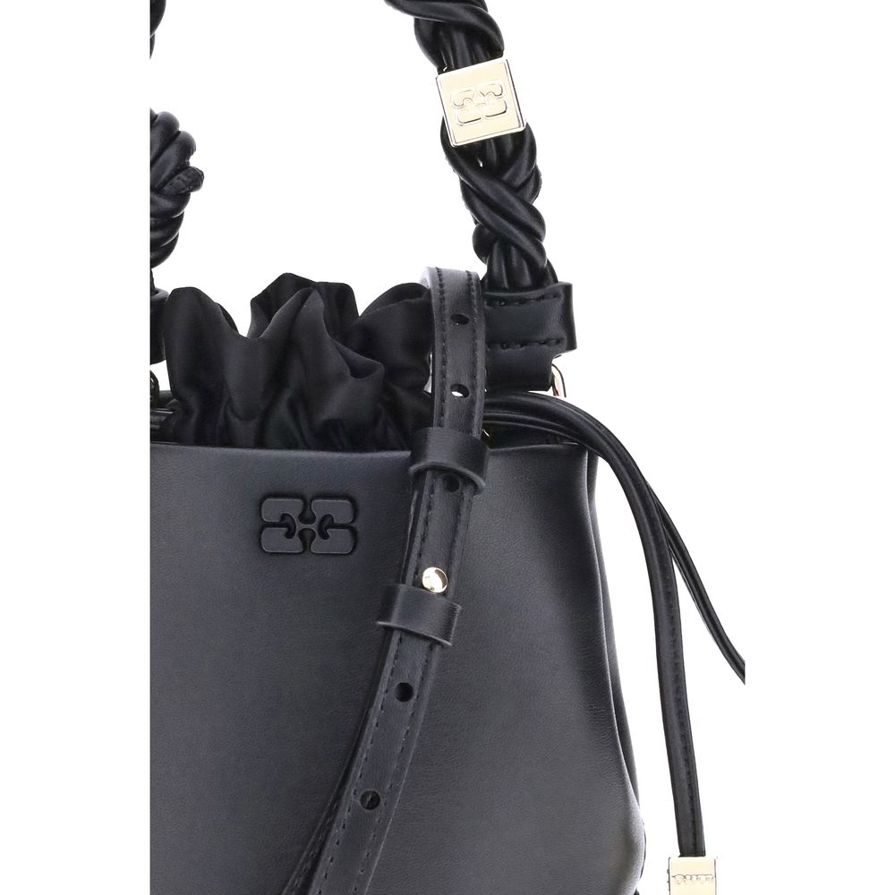 Ganni Black Recycled Leather Backet Bag | Regal Royce