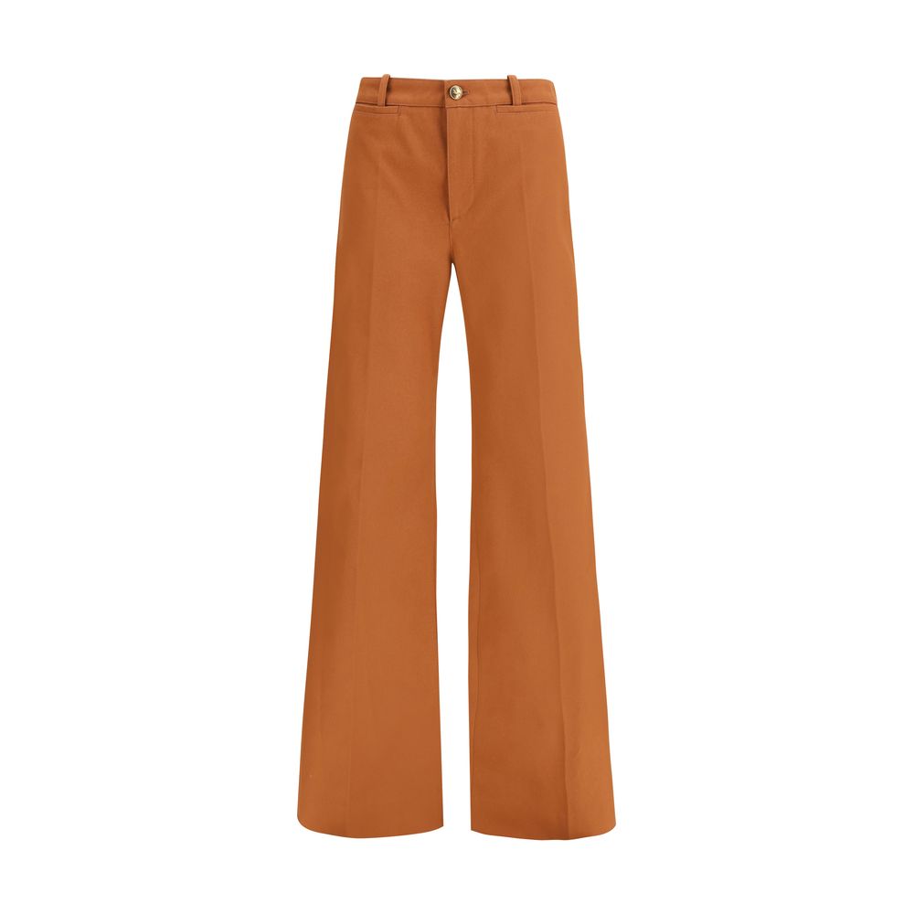 Chloé Brown Cotton Flared Pants | Regal Royce