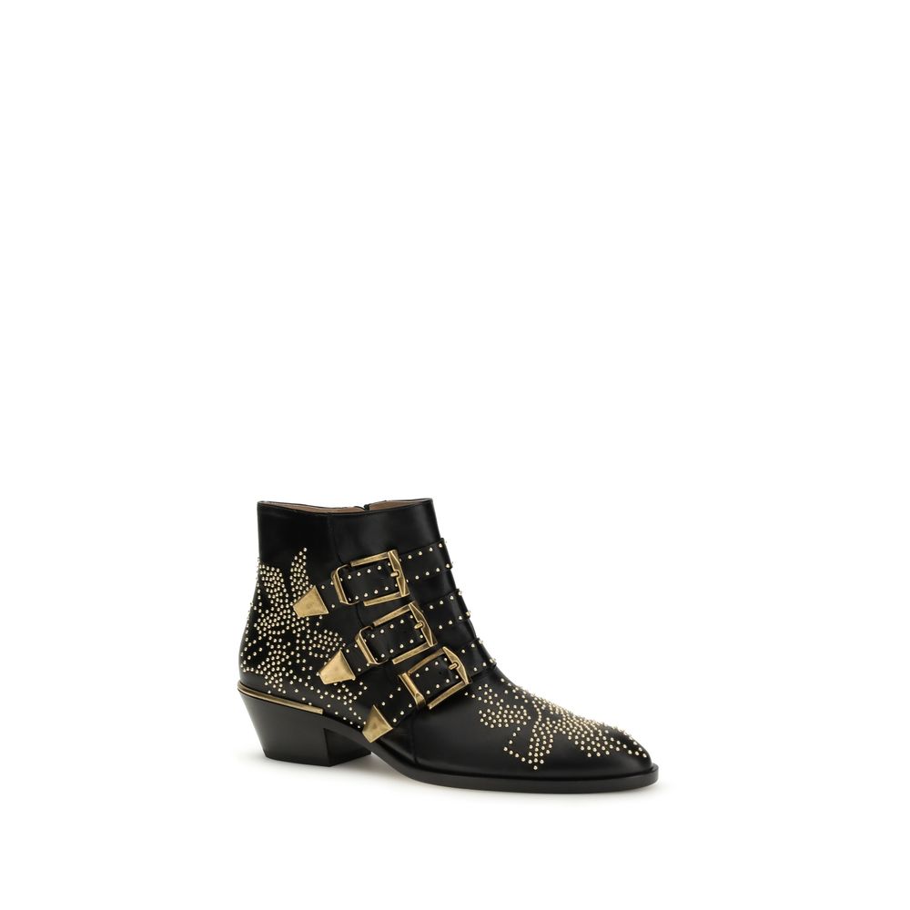 Chloé Black Calf Leather Bos Taurus Lace-Up Boots | Regal Royce