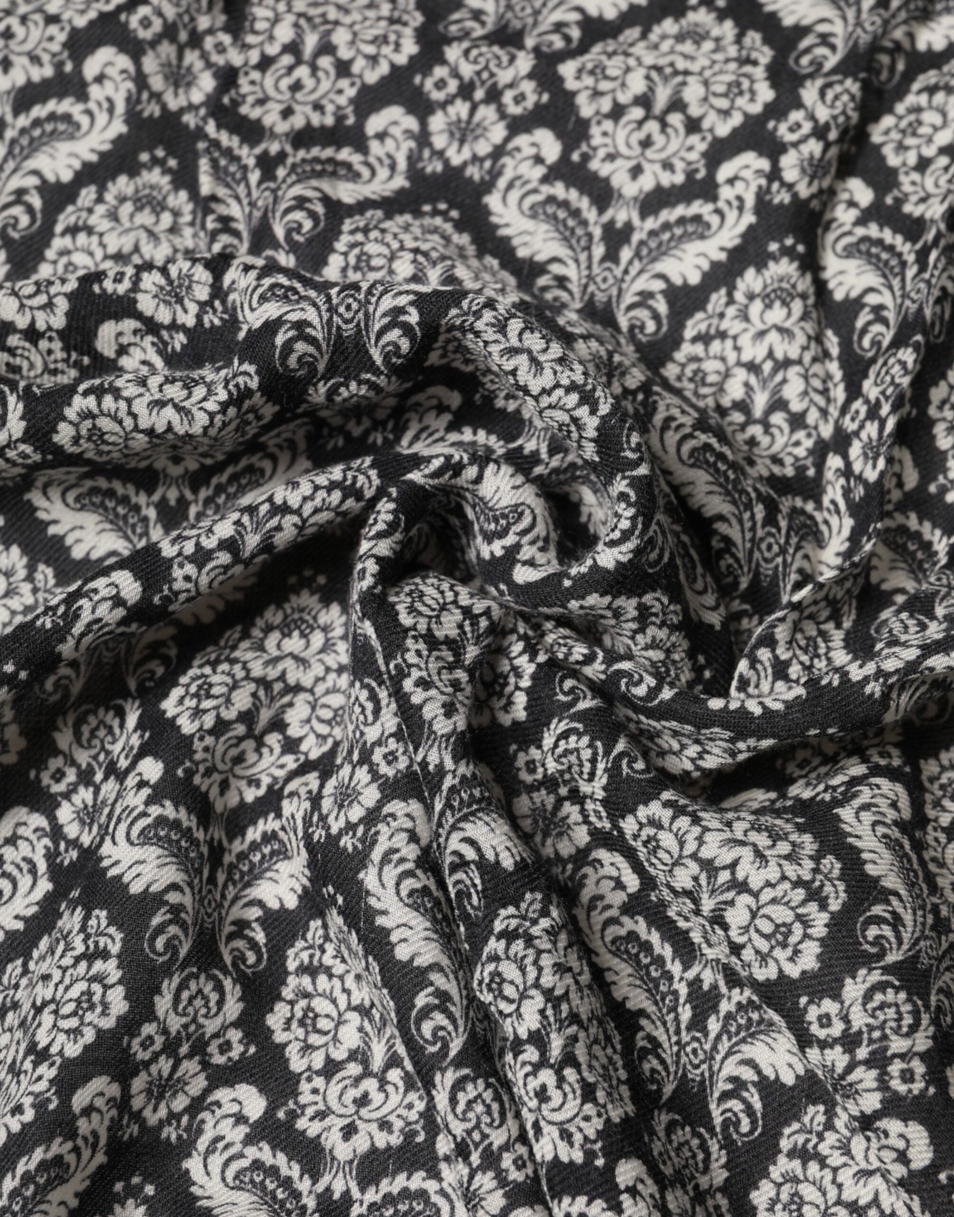 Dolce & Gabbana Black White Damask Patterned Lace Men Scarf | Regal Royce