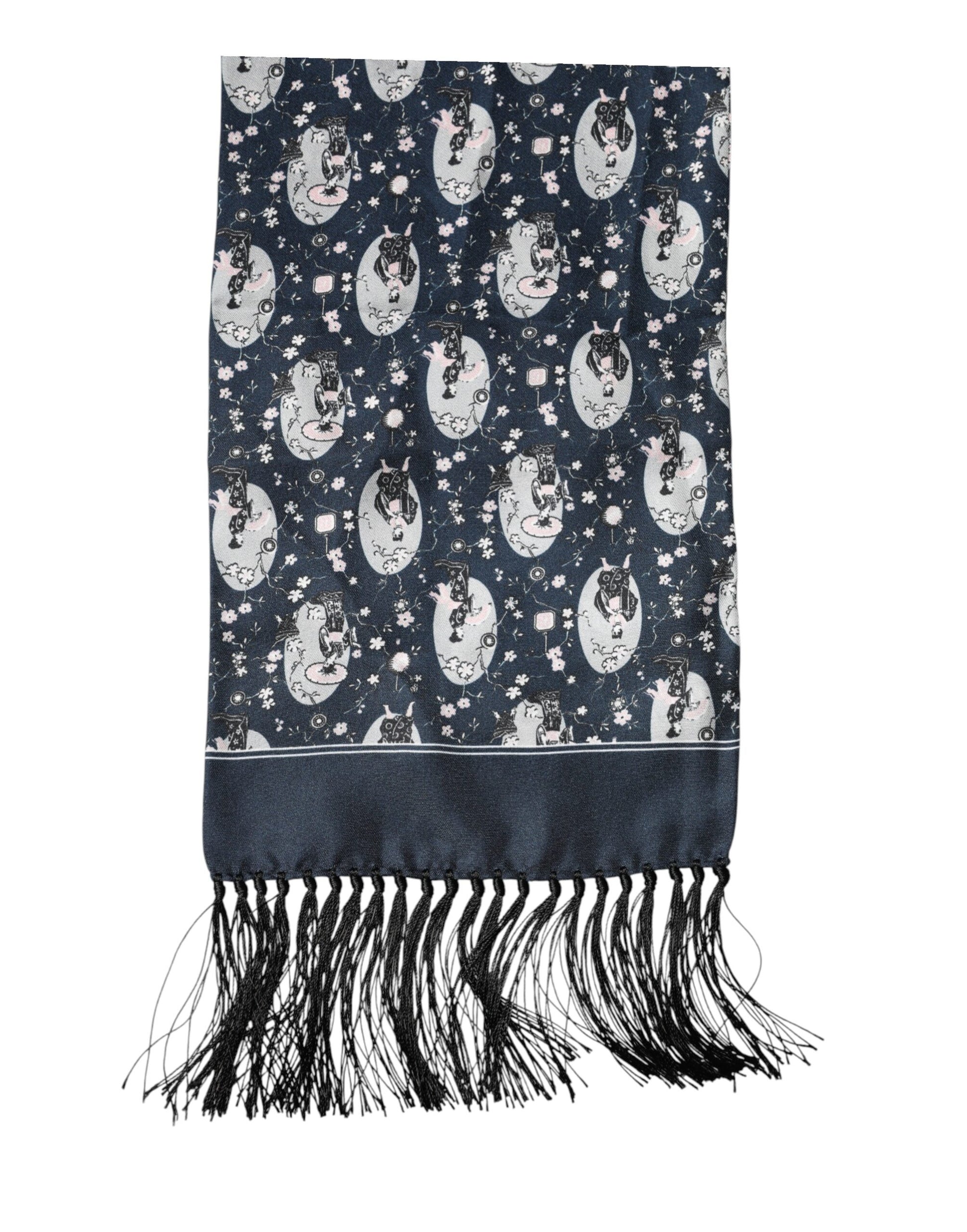 Dolce & Gabbana Navy Blue Silk Neck Wrap Shawl Men Scarf | Regal Royce