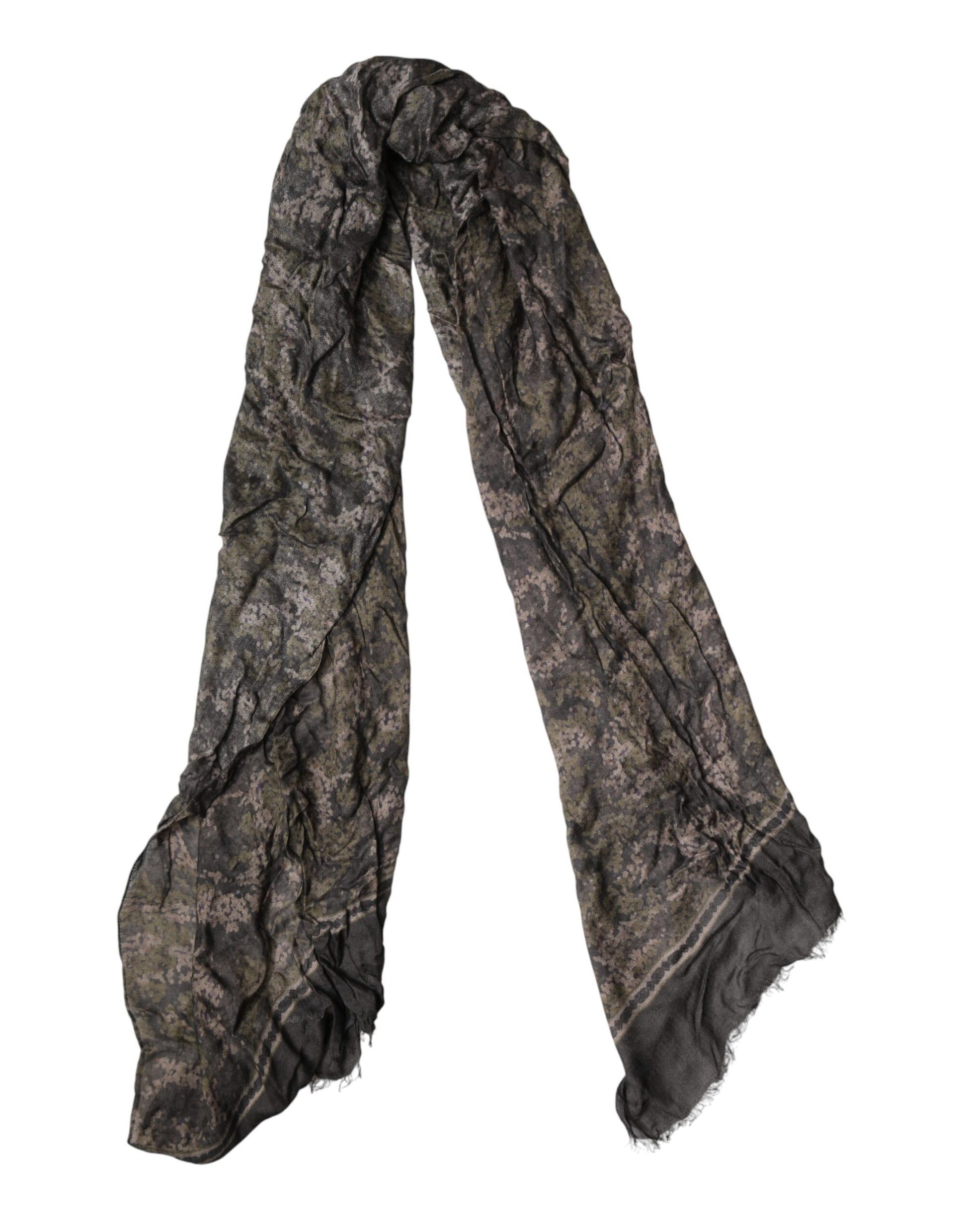 Dolce & Gabbana Brown Camouflage Modal Men Shawl Scarf | Regal Royce