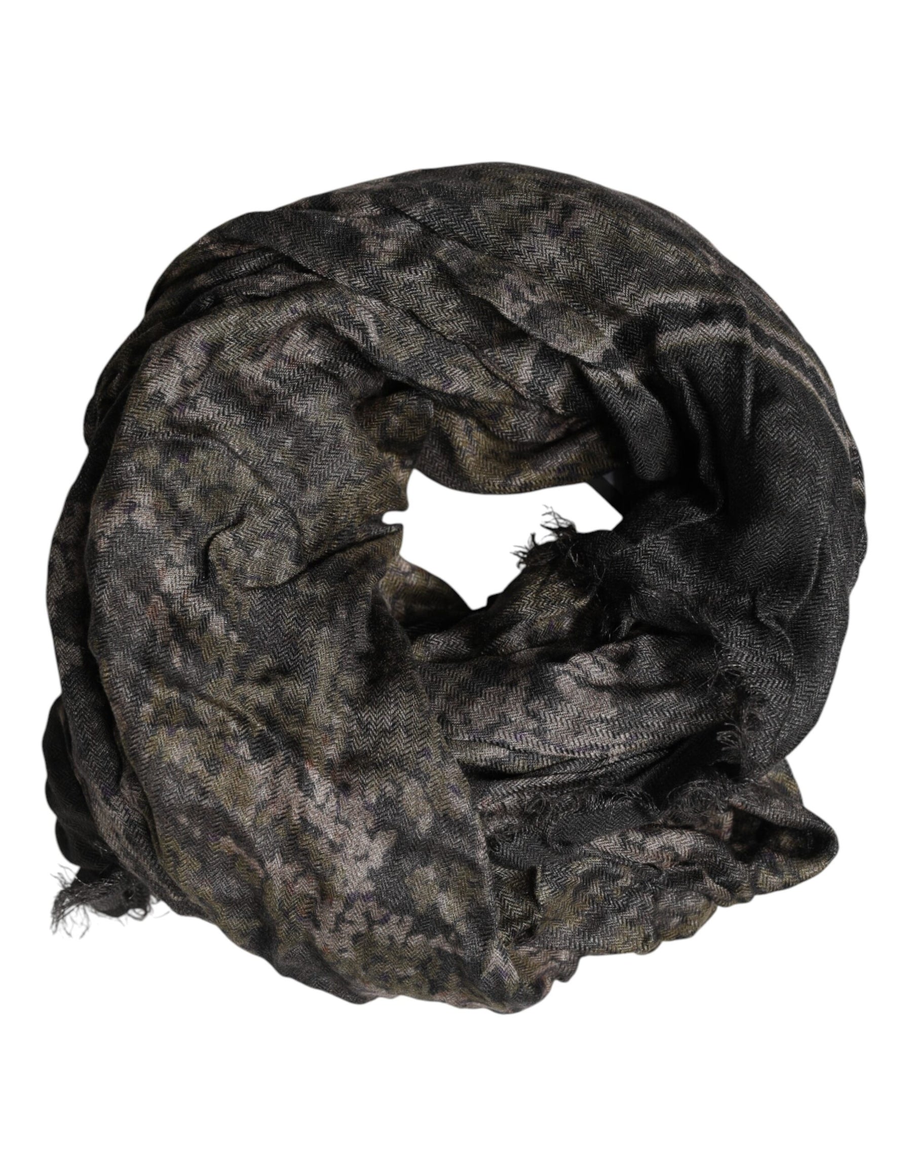 Dolce & Gabbana Brown Camouflage Modal Men Shawl Scarf | Regal Royce