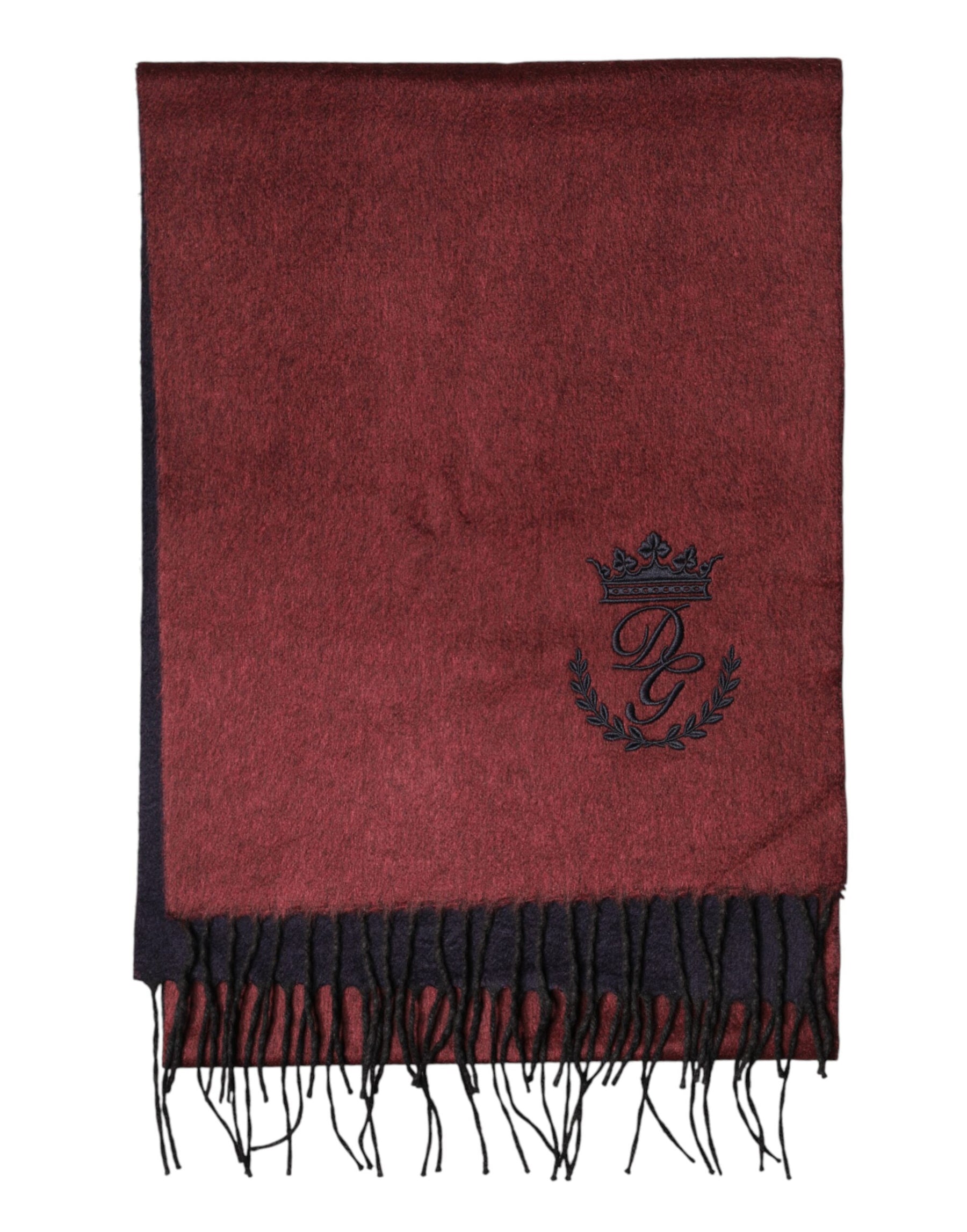 Dolce & Gabbana Maroon Silk Neck Wrap Shawl Fringes  Scarf | Regal Royce