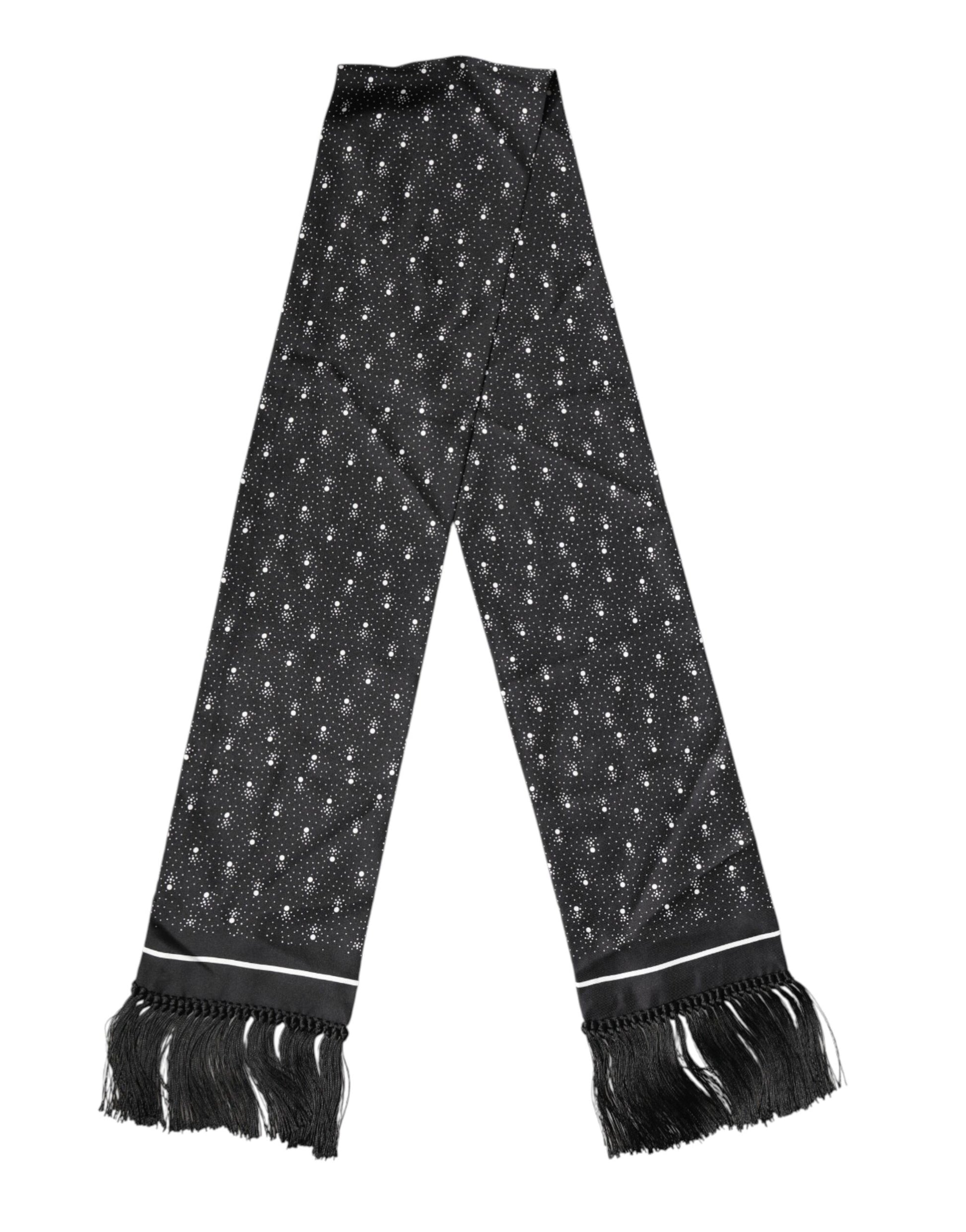 Dolce & Gabbana Black Silk Dotted Men Neck Wrap Shawl Scarf | Regal Royce