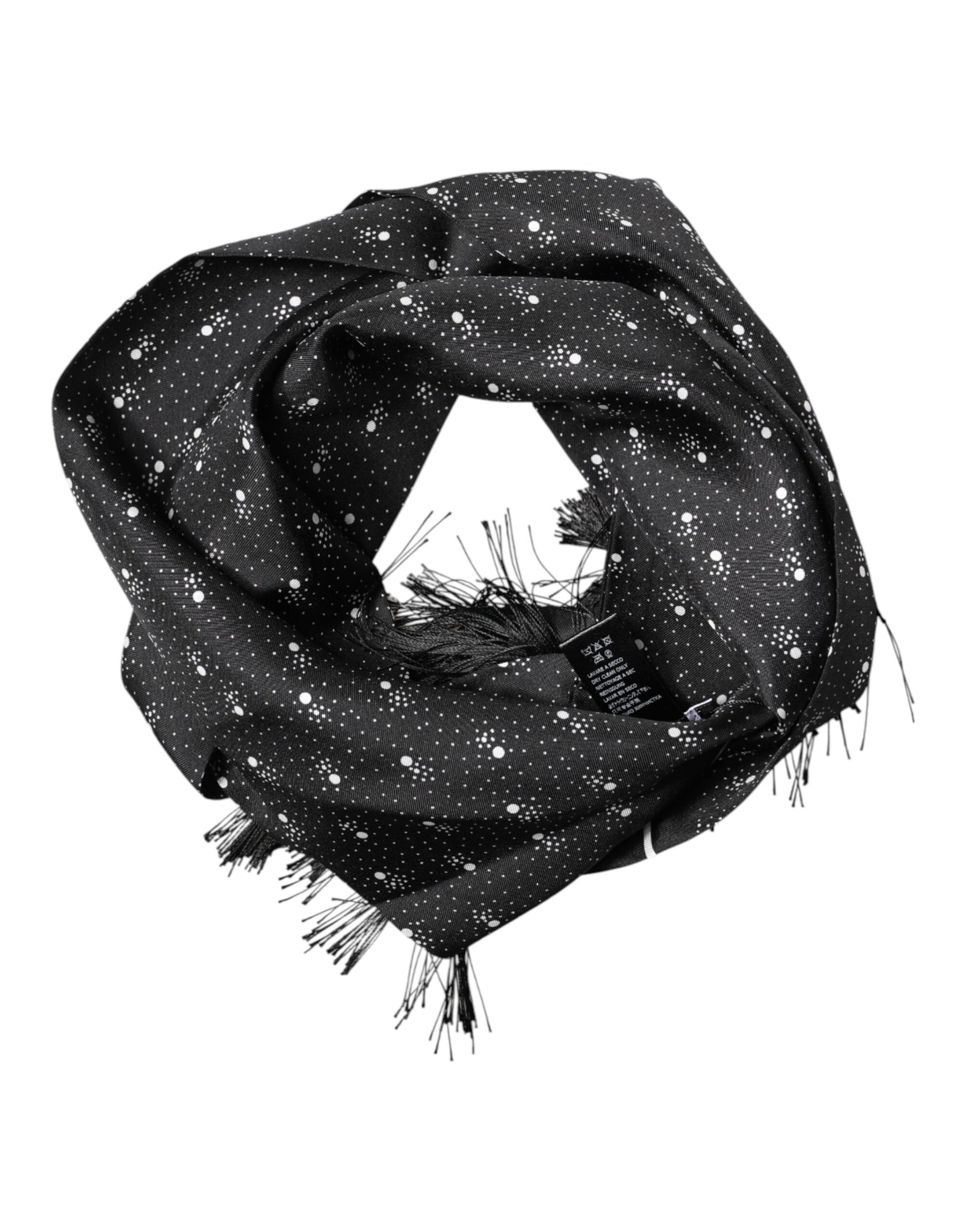 Dolce & Gabbana Black Silk Dotted Men Neck Wrap Shawl Scarf | Regal Royce