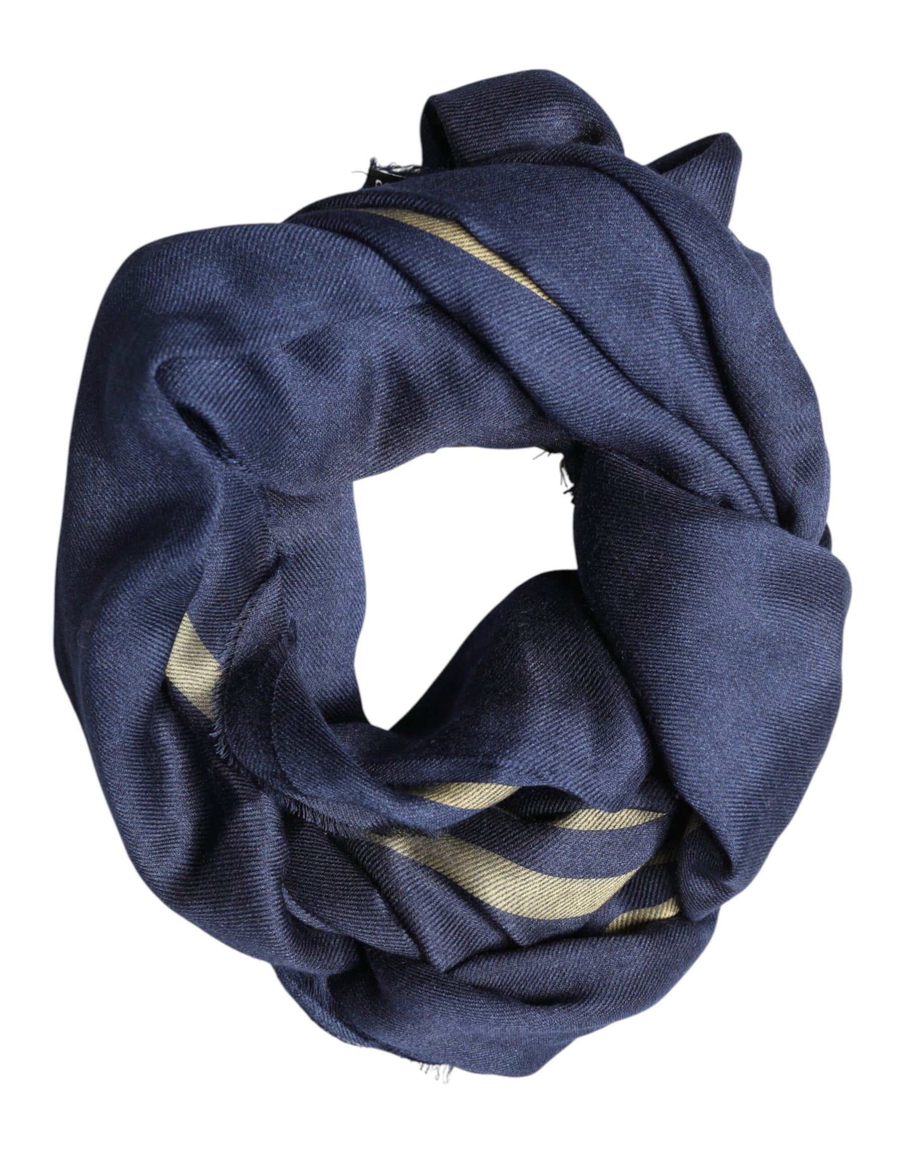 Dolce & Gabbana Blue Cashmere Neck Wrap Shawl Fringes Scarf | Regal Royce