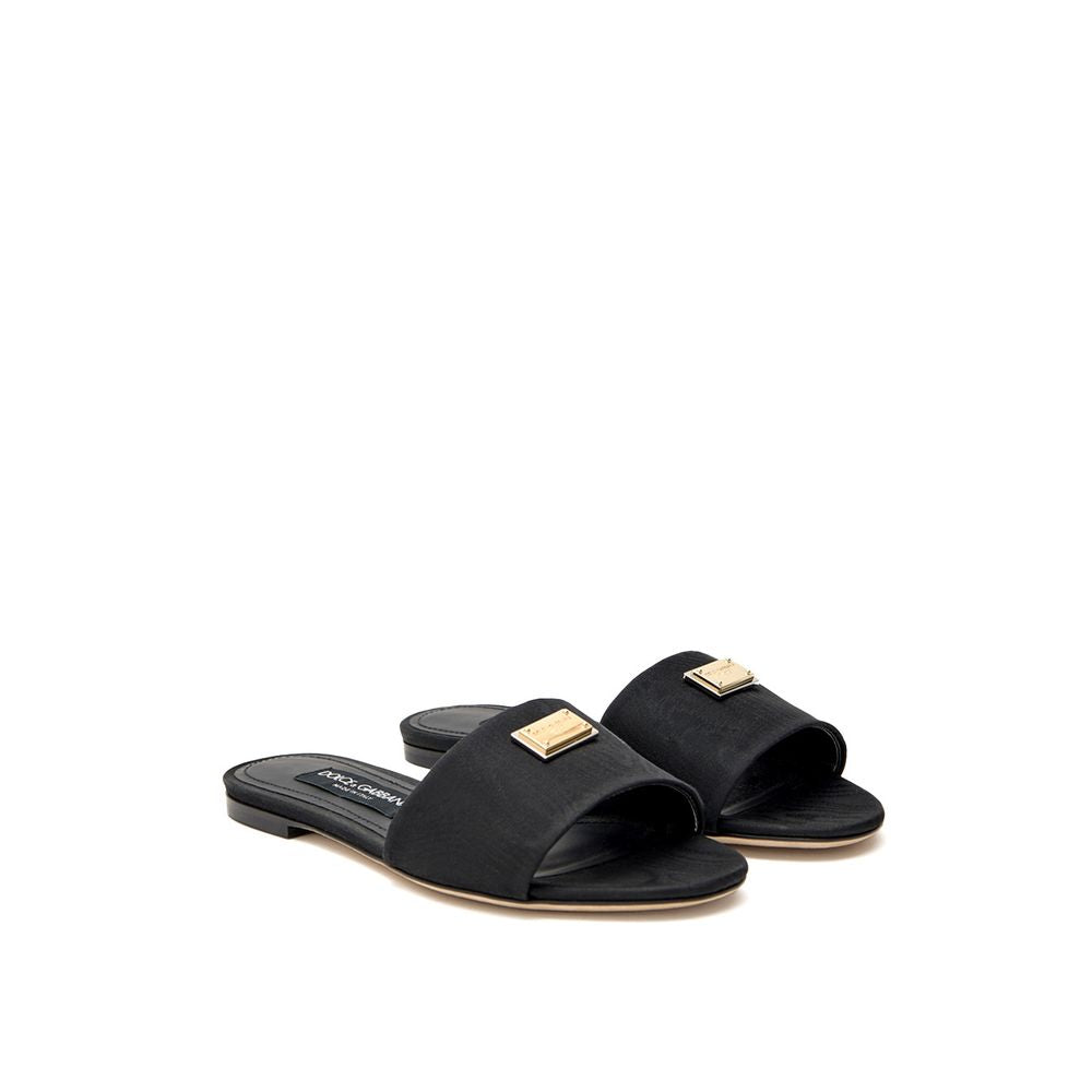 Dolce & Gabbana Black Polyester Slippers | Regal Royce