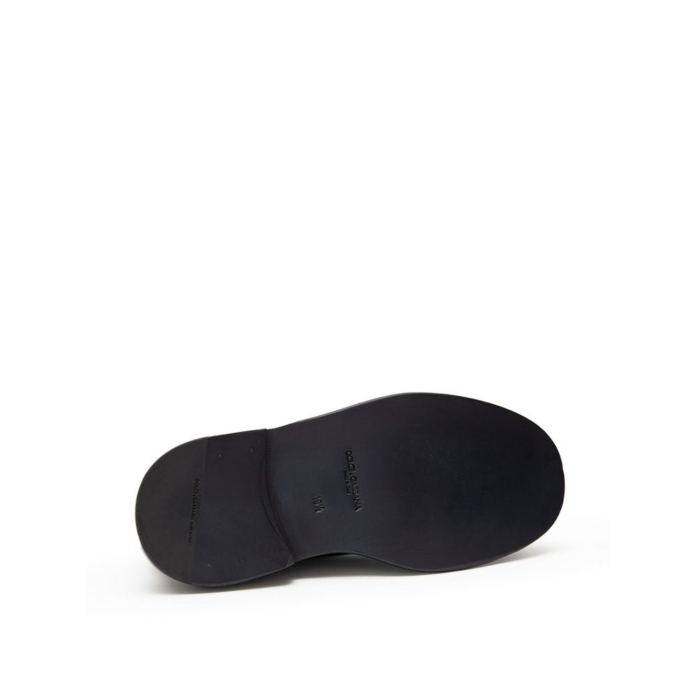 Dolce & Gabbana Black Leather Moccassin | Regal Royce