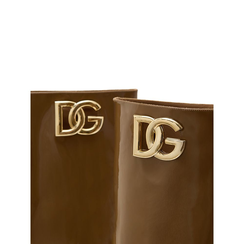 Dolce & Gabbana Brown Leather High Heel Boots | Regal Royce