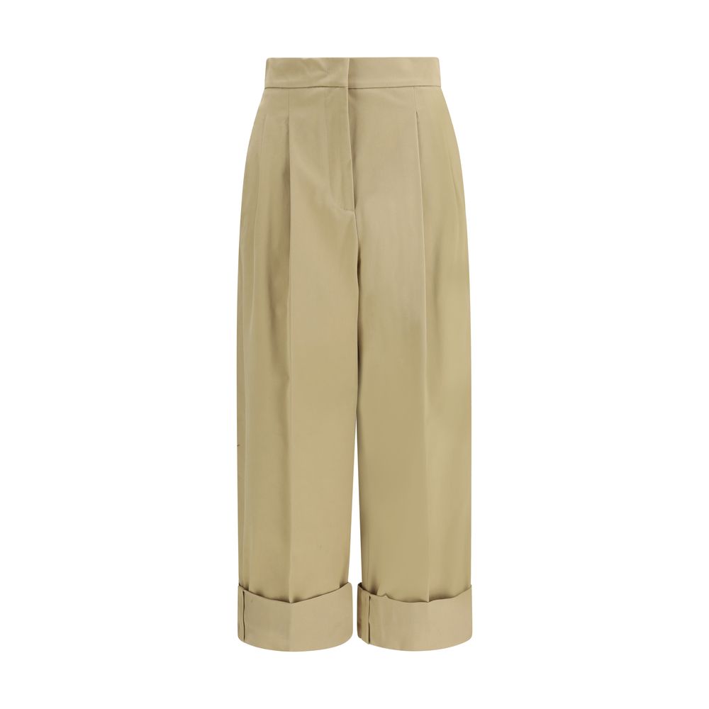 Max Mara Beige Cotton Cropped Pants | Regal Royce