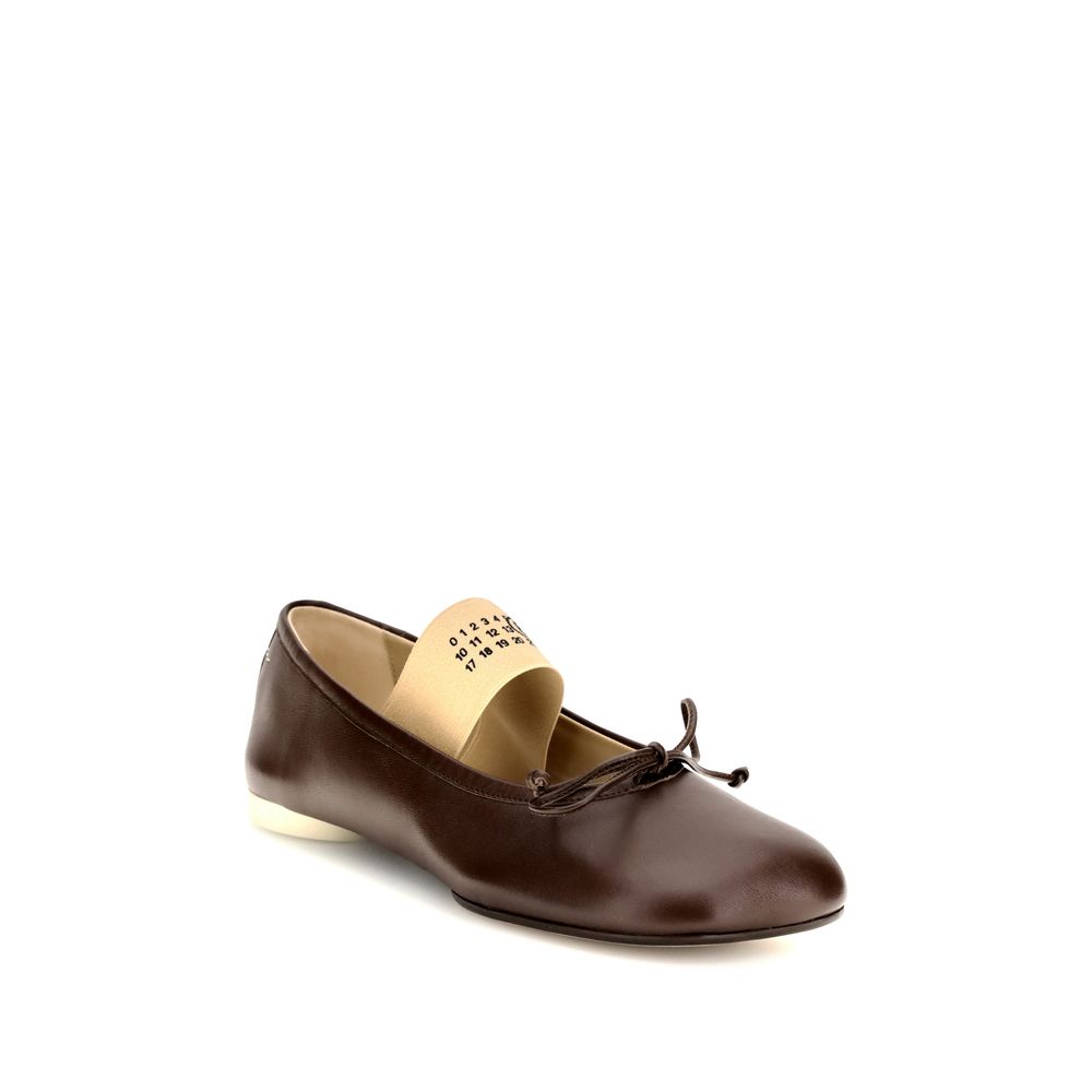 MM6 Brown Calf Leather Bos Taurus Ballet Flats | Regal Royce