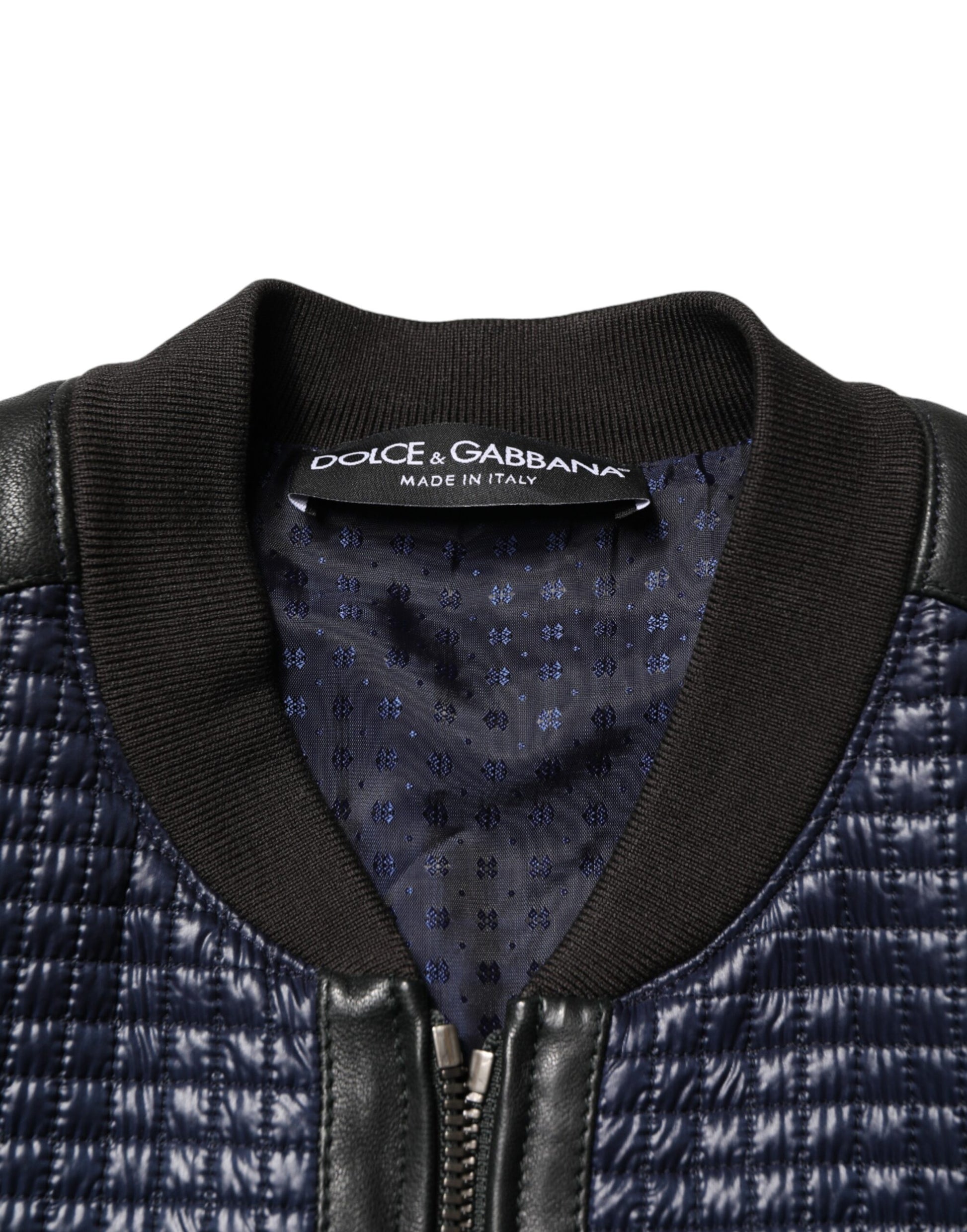 Dolce & Gabbana Blue Nylon Full Zip Bomber Men Jacket | Regal Royce
