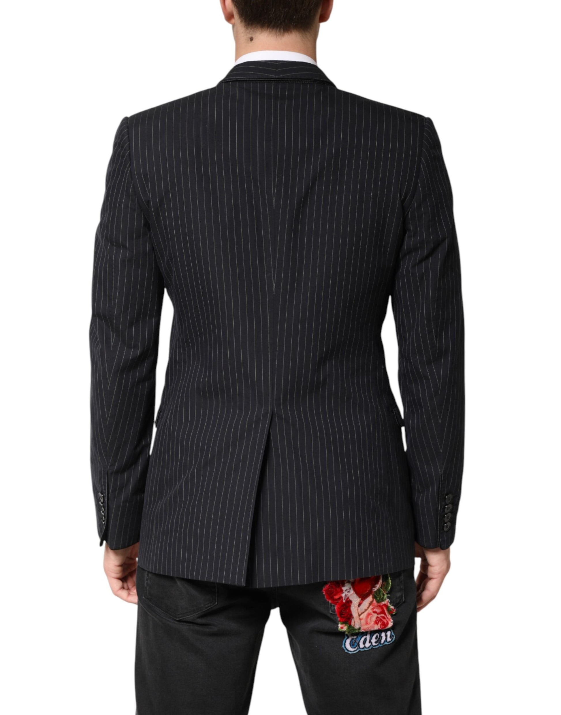 Dolce & Gabbana Black Stripes 1 Button Suit Jacket Blazer | Regal Royce