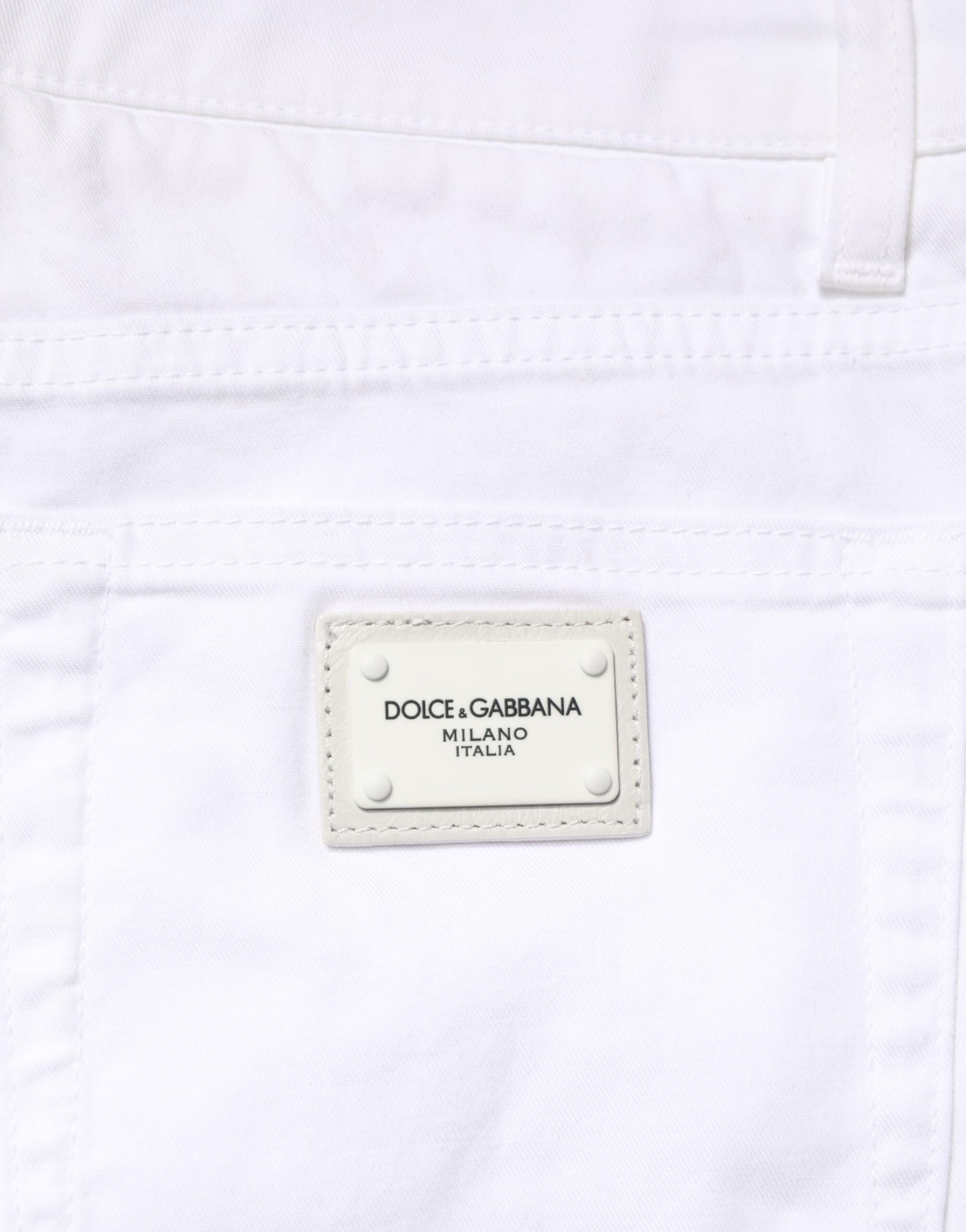 Dolce & Gabbana White Cotton Stretch Skinny Denim Men Jeans | Regal Royce