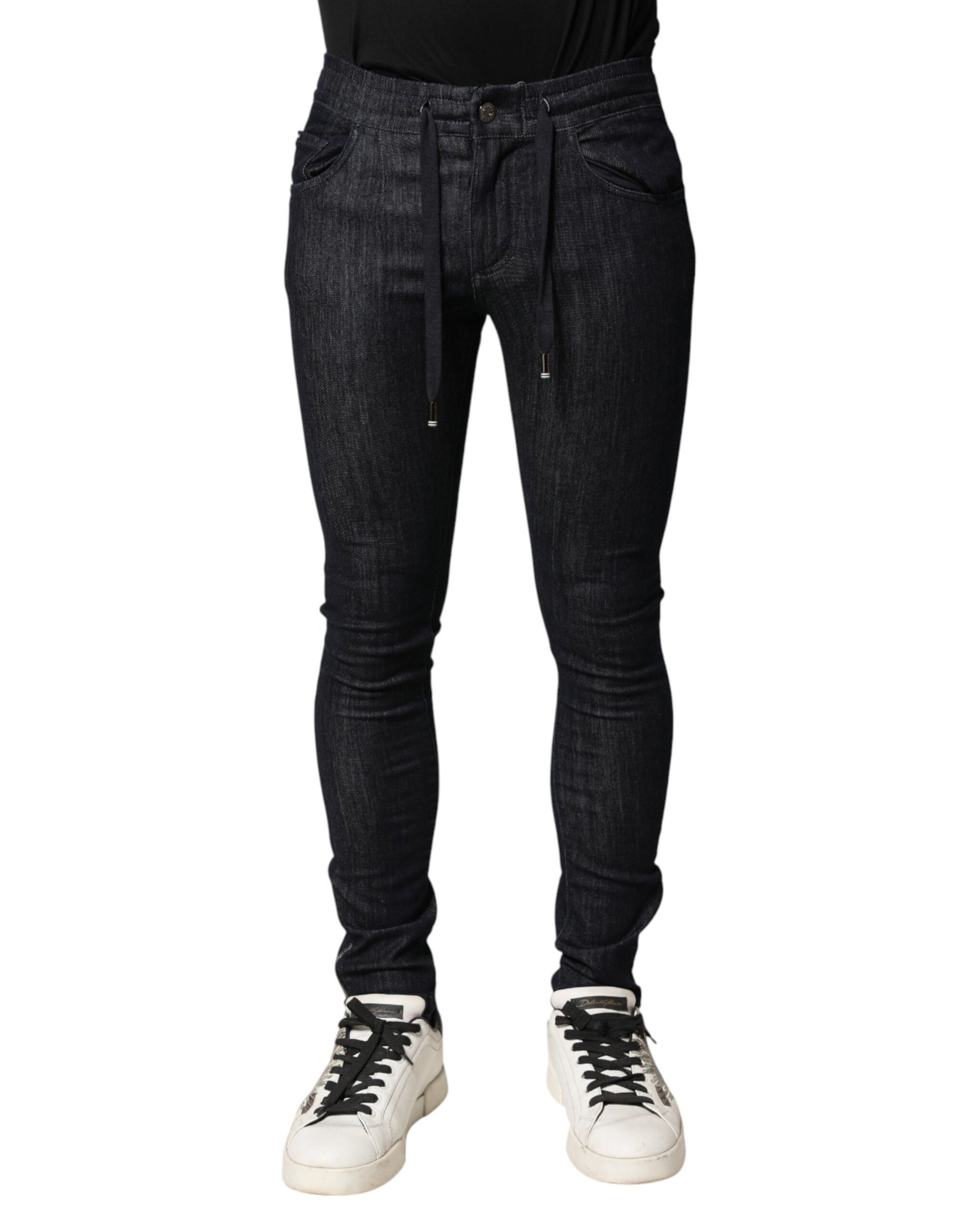 Dolce & Gabbana Black Cotton Stretch Skinny Denim Men Jeans | Regal Royce