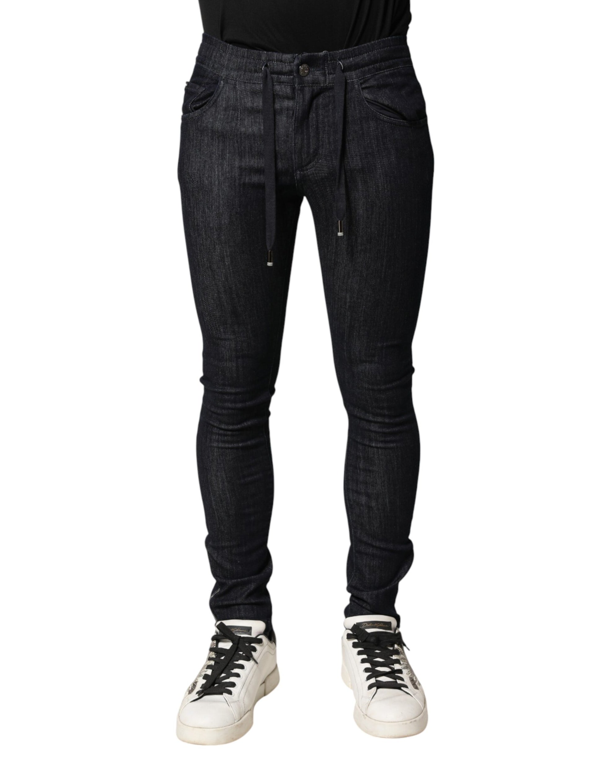 Dolce & Gabbana Black Cotton Stretch Skinny Denim Men Jeans | Regal Royce