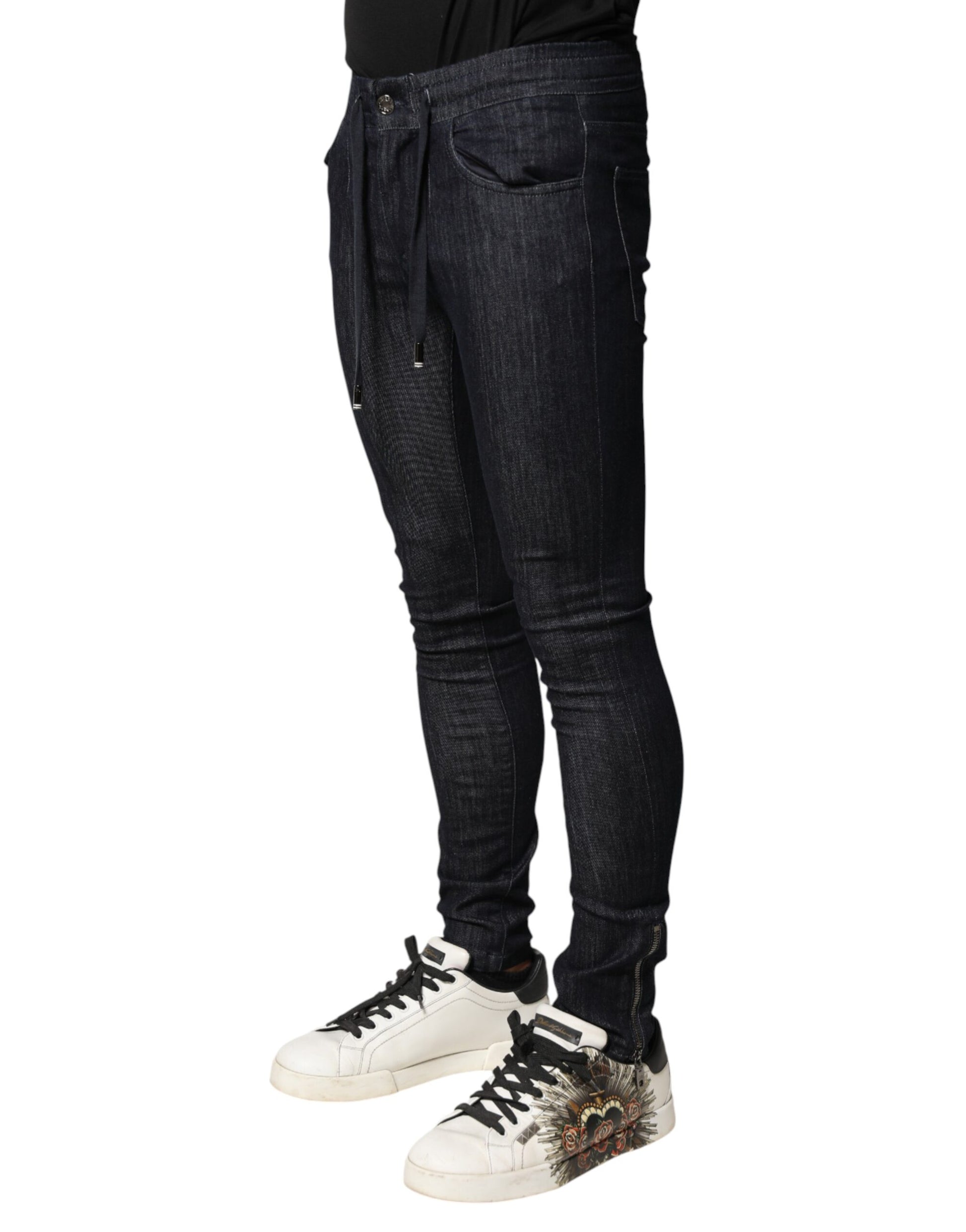 Dolce & Gabbana Black Cotton Stretch Skinny Denim Men Jeans | Regal Royce
