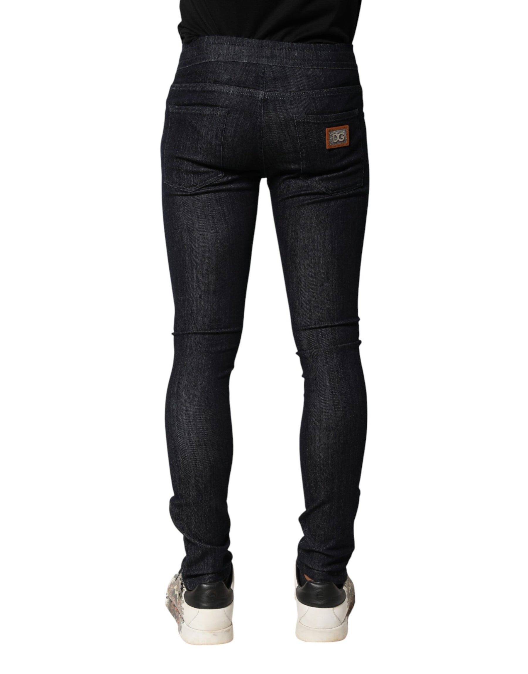 Dolce & Gabbana Black Cotton Stretch Skinny Denim Men Jeans | Regal Royce