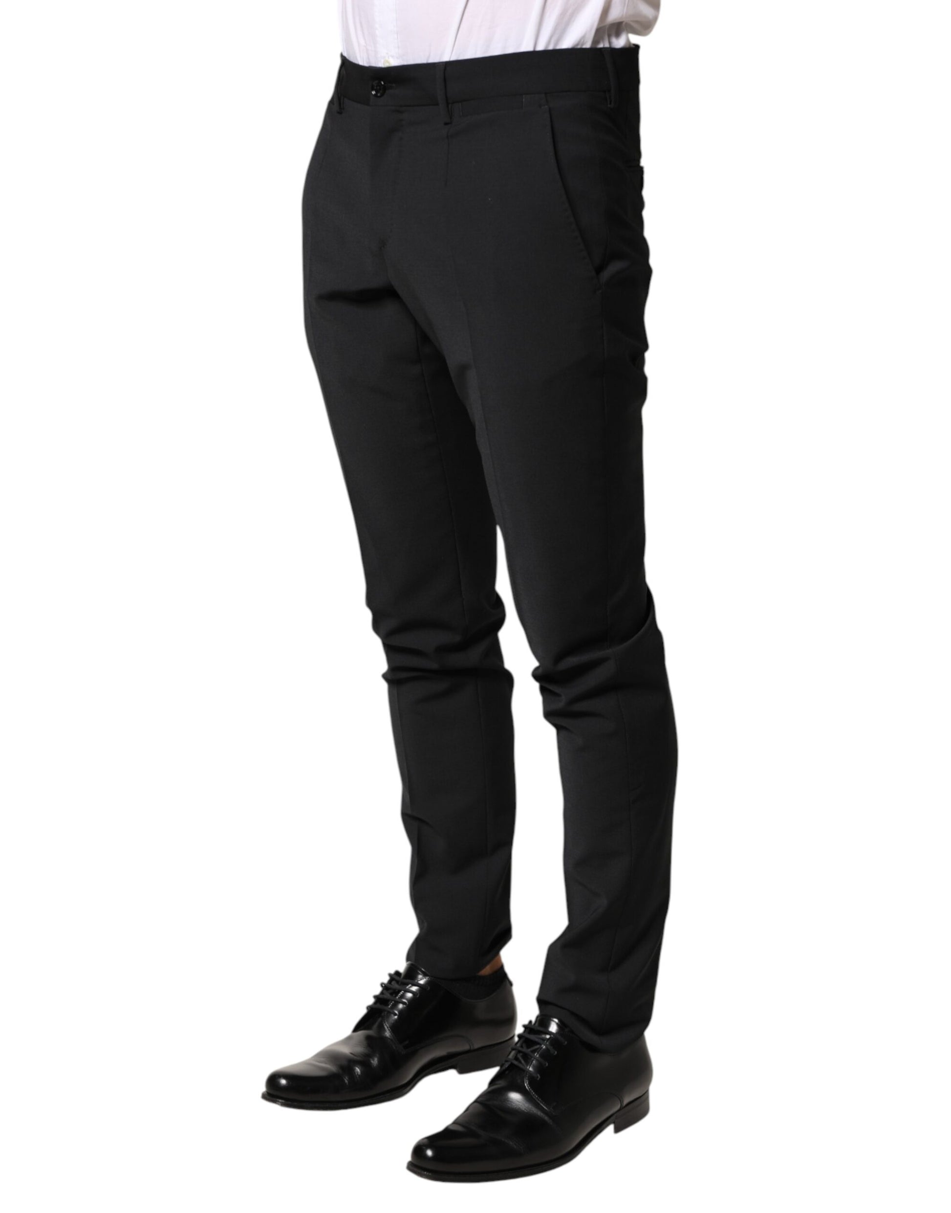 Dolce & Gabbana Black Wool Formal Dress Men Trouser Pants | Regal Royce