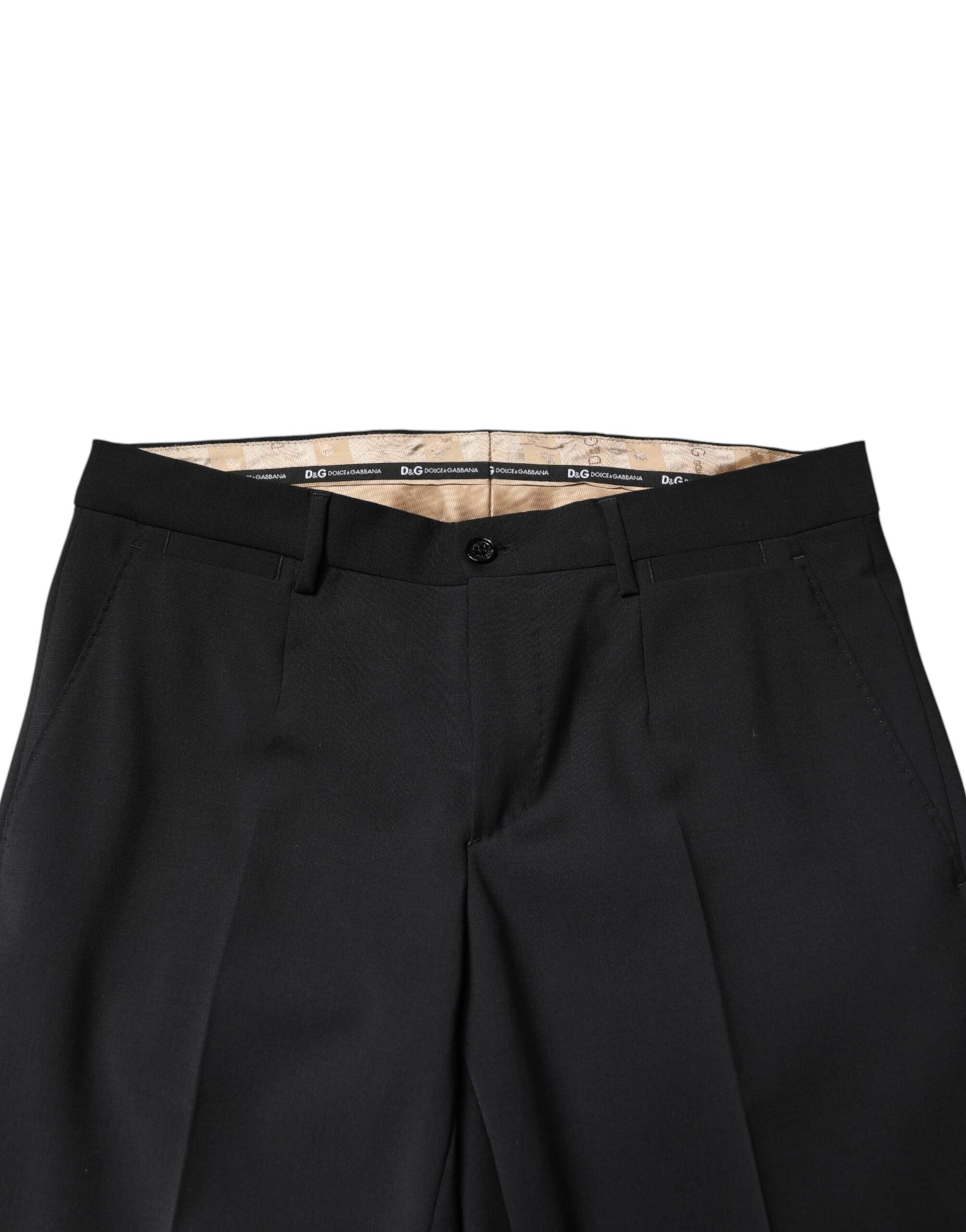 Dolce & Gabbana Black Wool Formal Dress Men Trouser Pants | Regal Royce