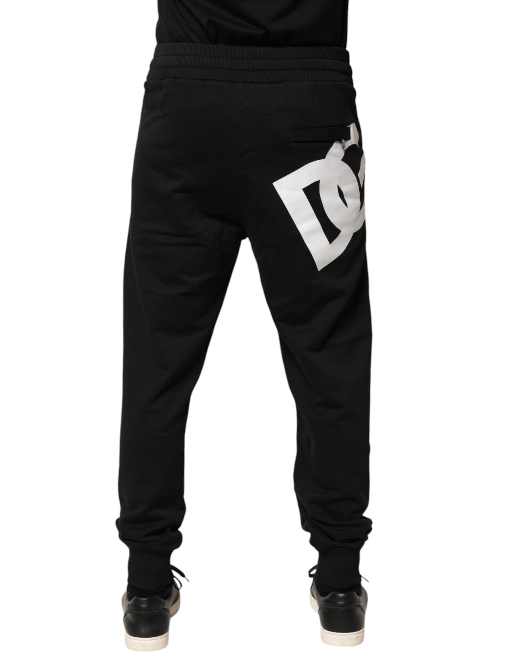 Dolce & Gabbana Black Cotton Mid Waist Jogger Trousers Pants | Regal Royce