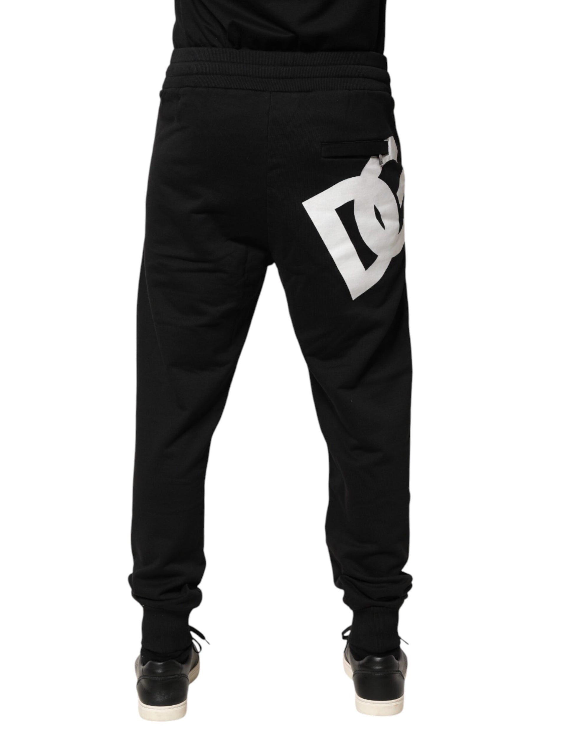 Dolce & Gabbana Black Cotton Mid Waist Jogger Trousers Pants | Regal Royce