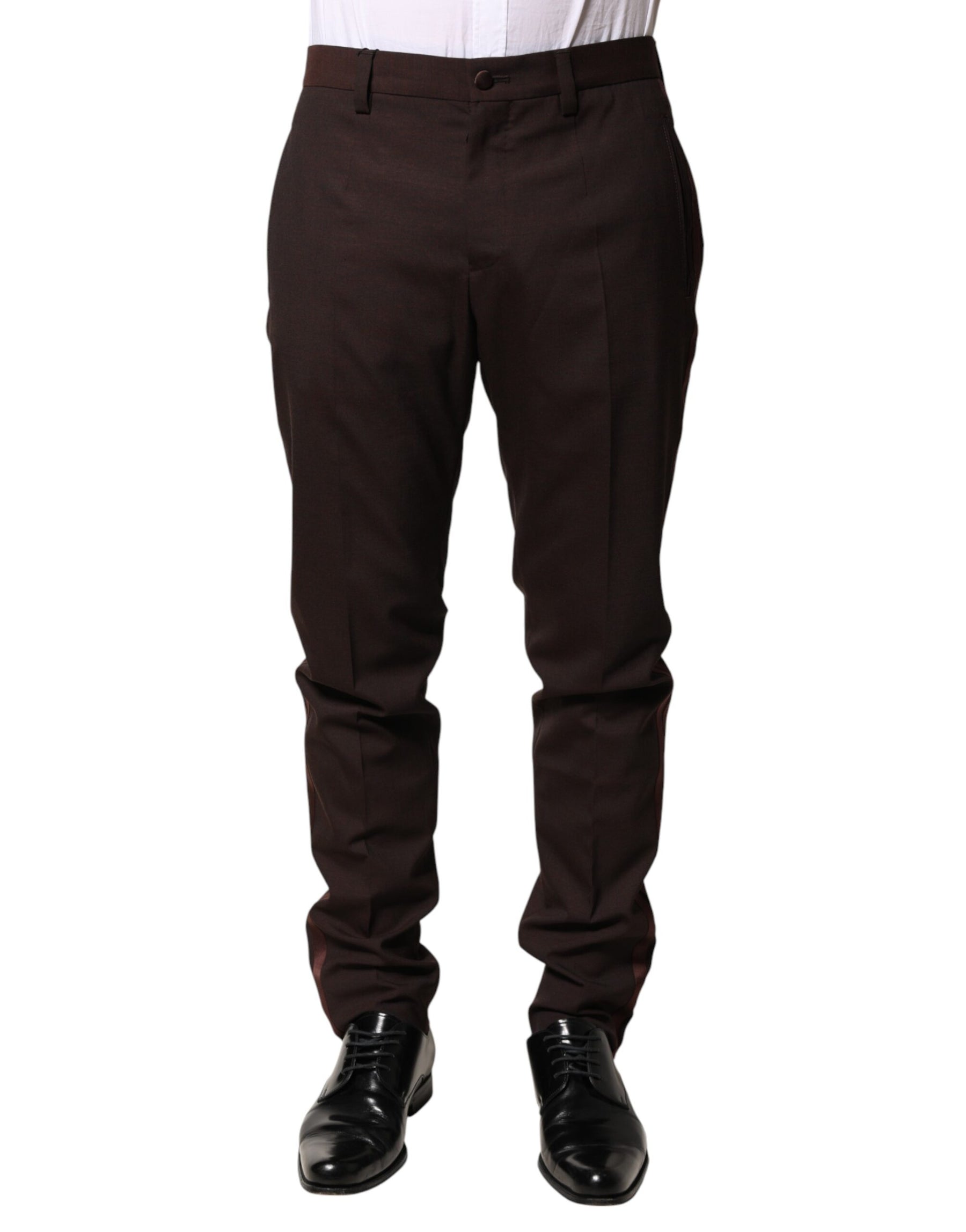 Dolce & Gabbana Brown Polyester Men Dress Trousers Pants | Regal Royce