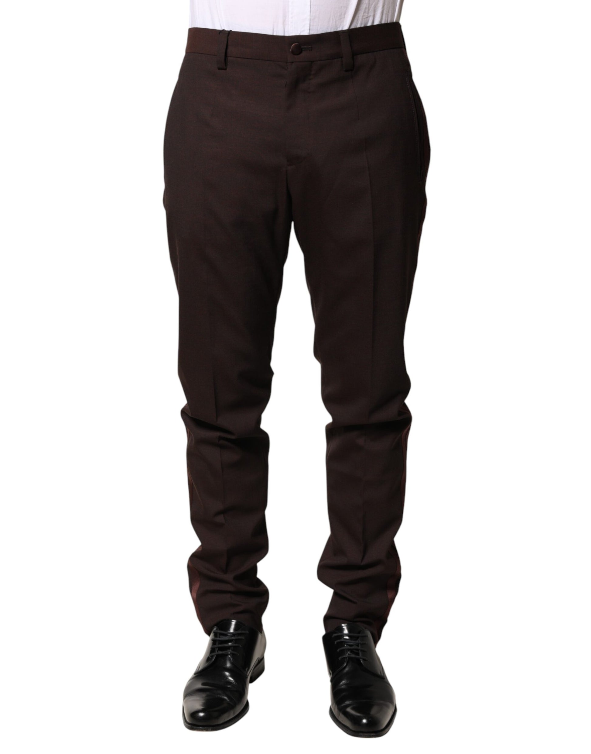 Dolce & Gabbana Brown Polyester Men Dress Trousers Pants | Regal Royce