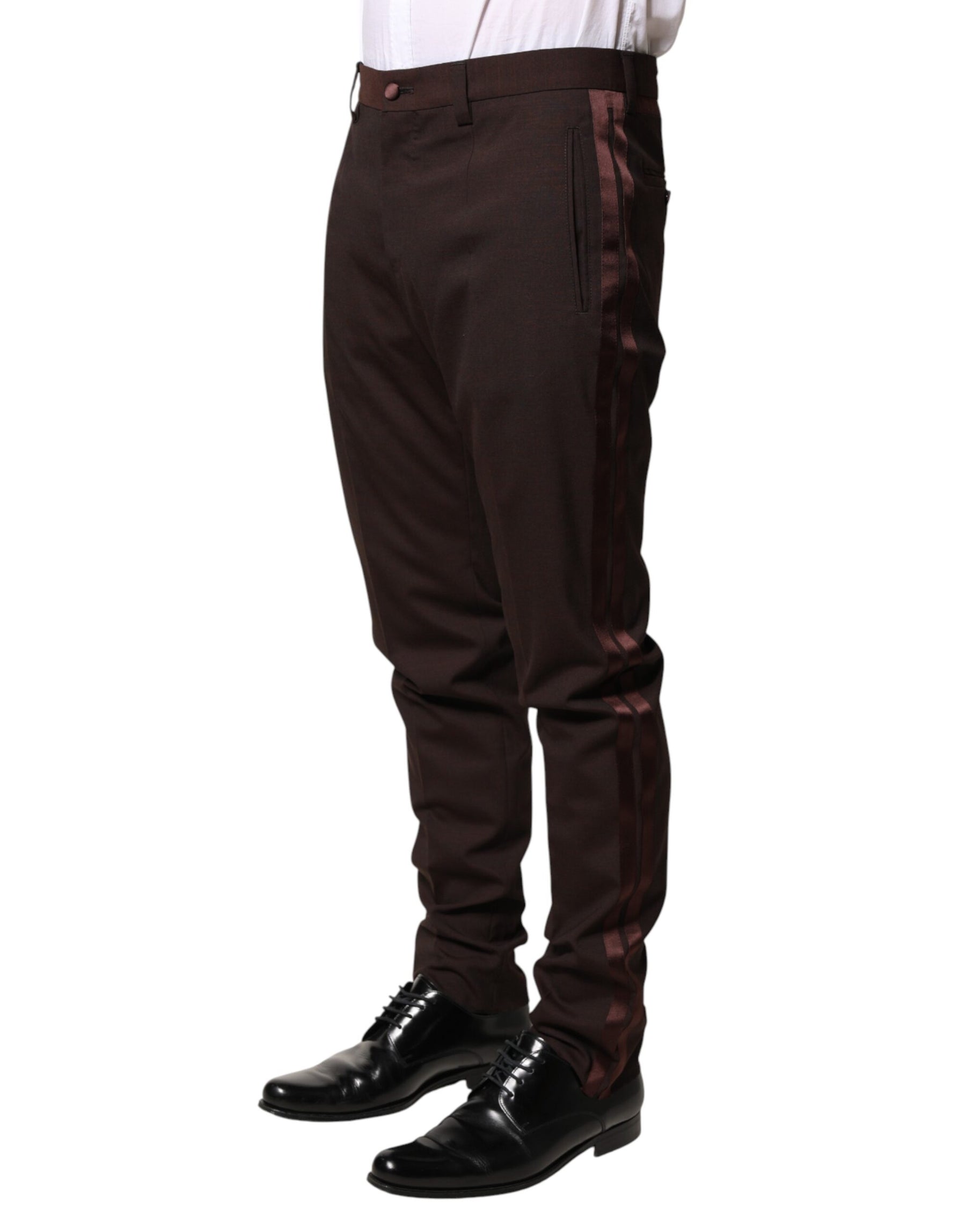 Dolce & Gabbana Brown Polyester Men Dress Trousers Pants | Regal Royce