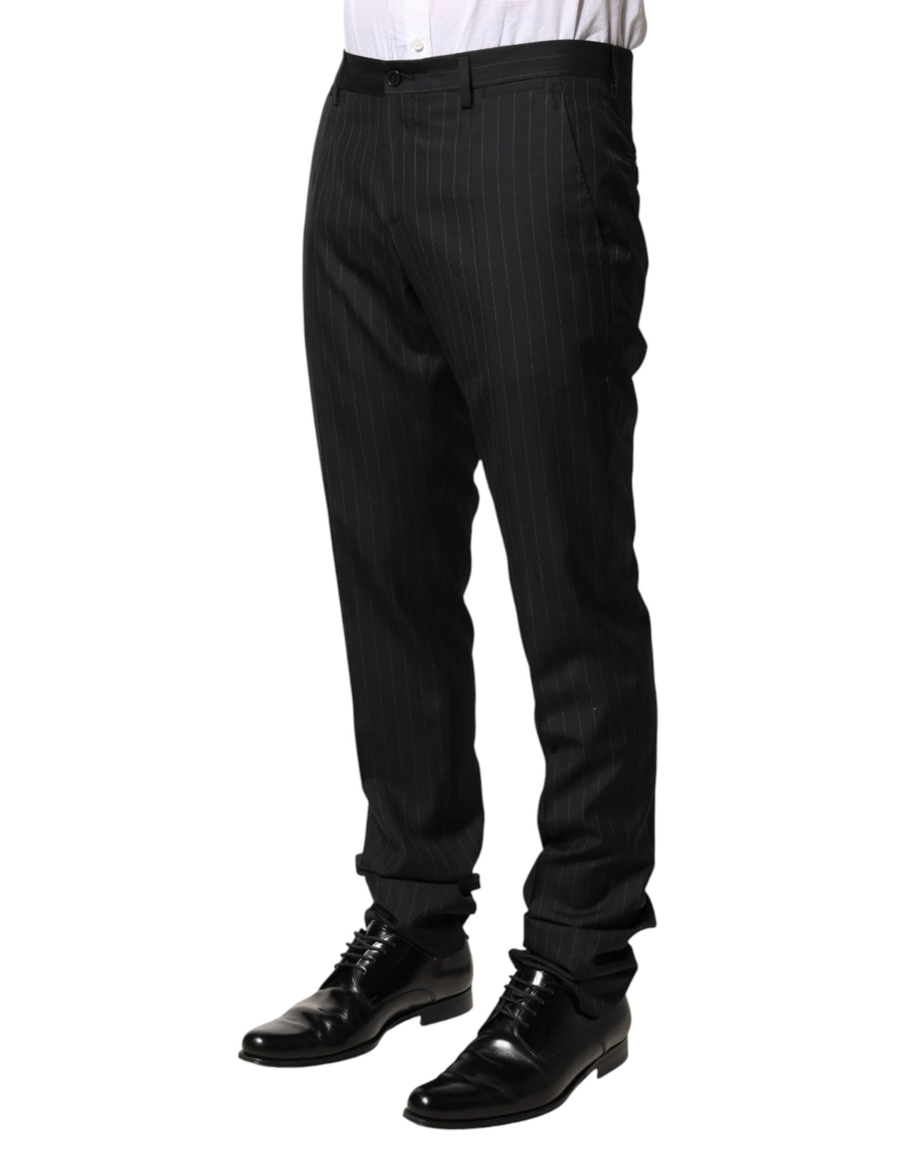 Dolce & Gabbana Black Stripes Wool Men Dress Trousers Pants | Regal Royce