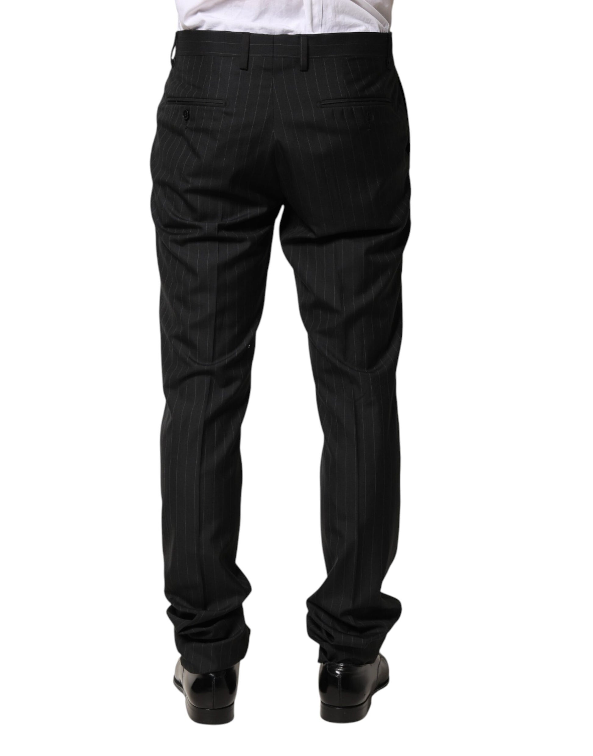 Dolce & Gabbana Black Stripes Wool Men Dress Trousers Pants | Regal Royce