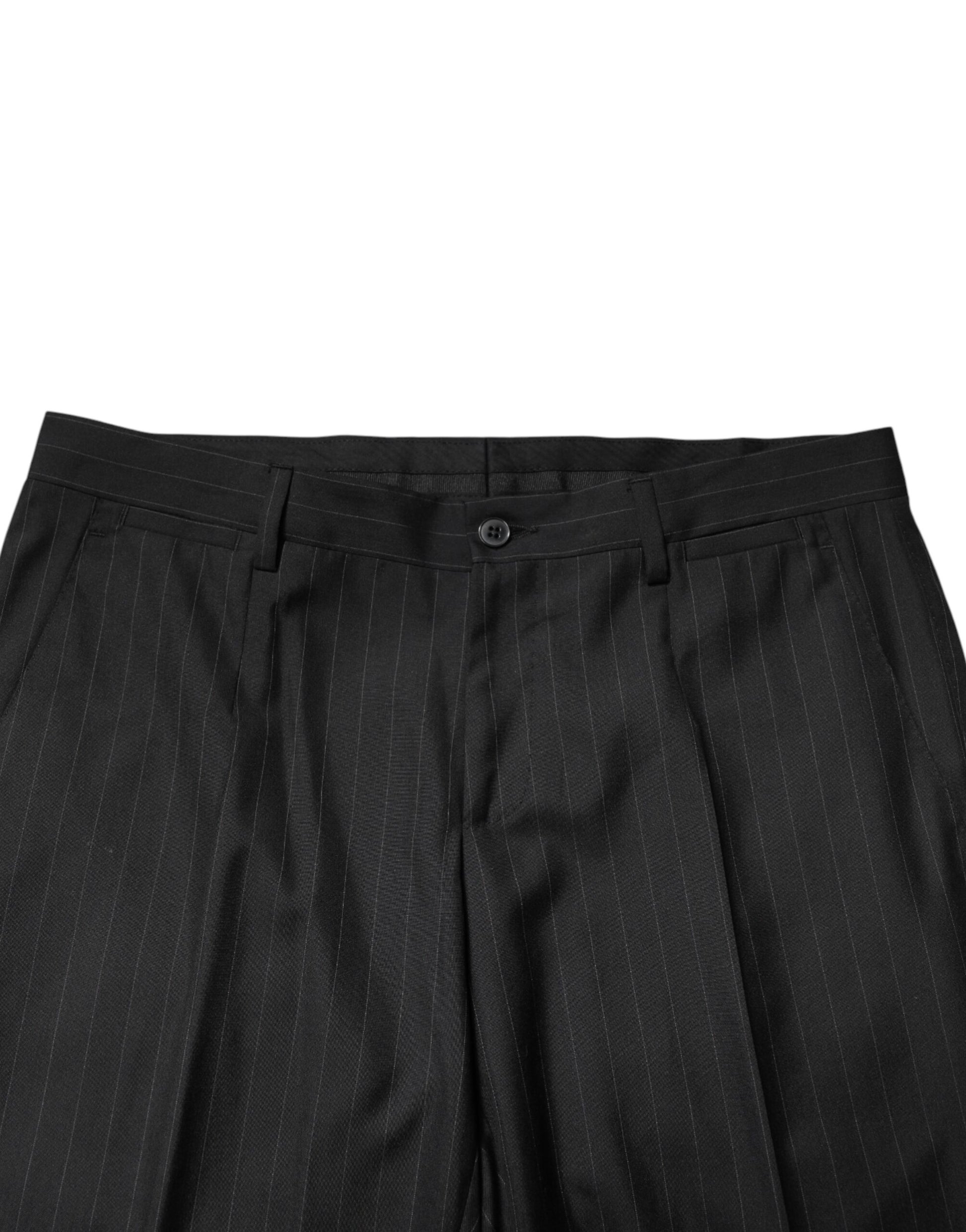 Dolce & Gabbana Black Stripes Wool Men Dress Trousers Pants | Regal Royce