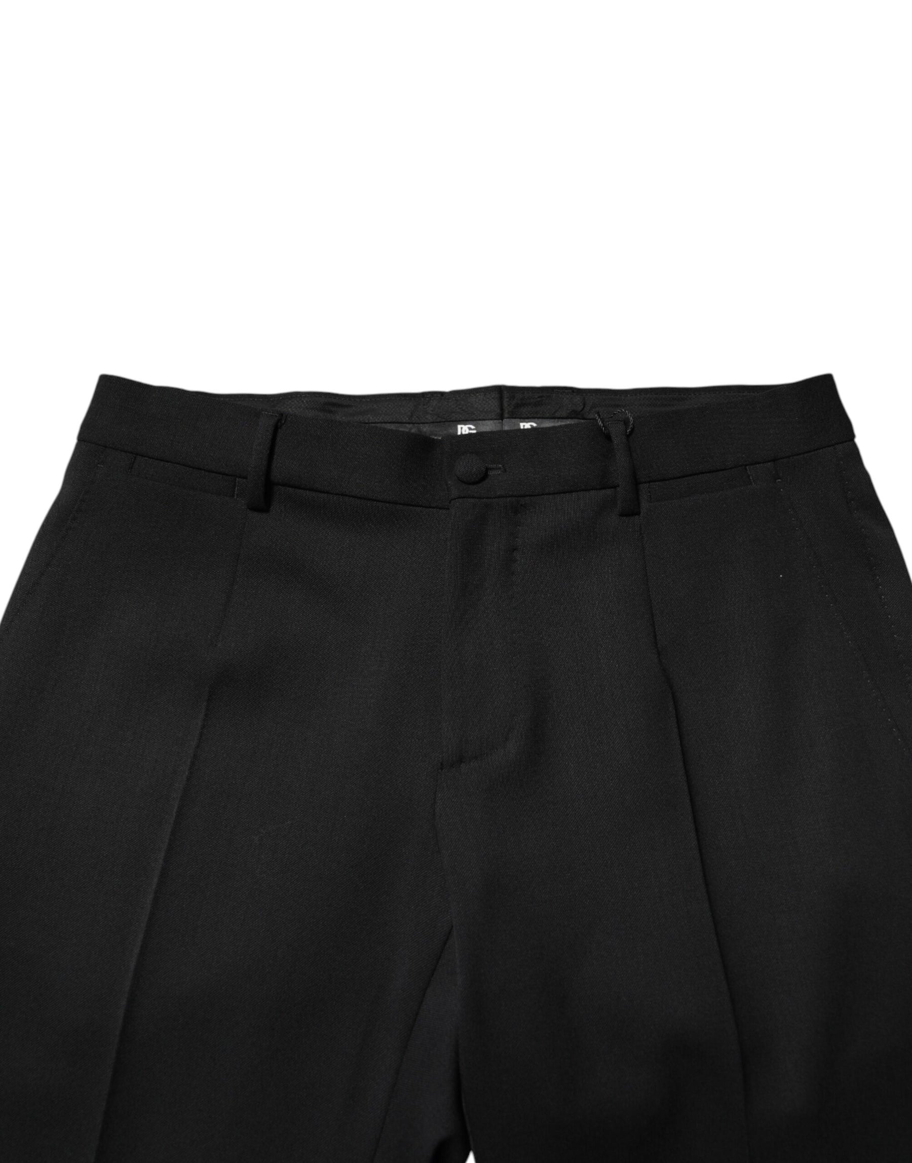 Dolce & Gabbana Black Wool Mid Waist Men Dress Trousers Pants | Regal Royce