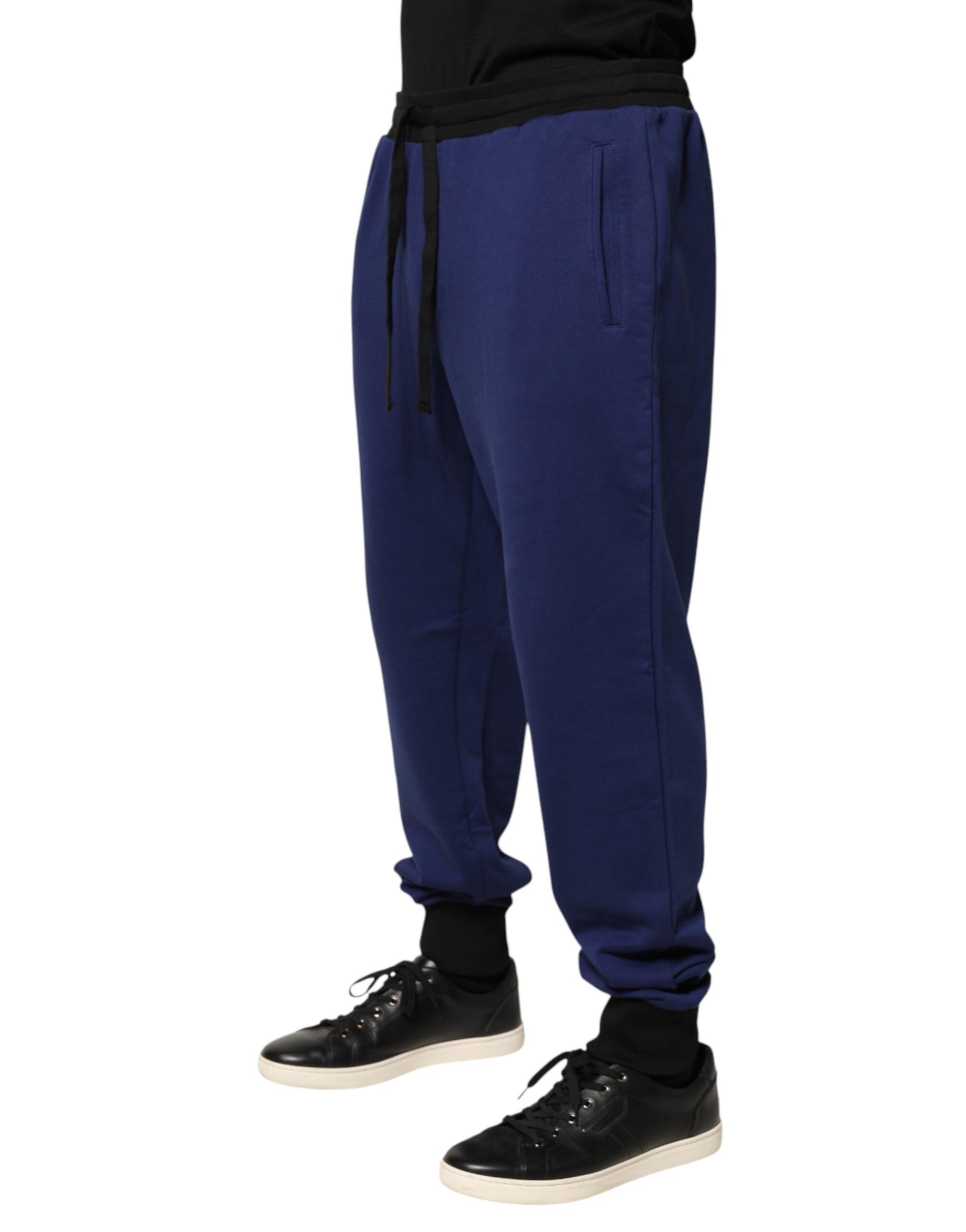 Dolce & Gabbana Blue Cotton Mid Waist Jogger Trousers Pants | Regal Royce