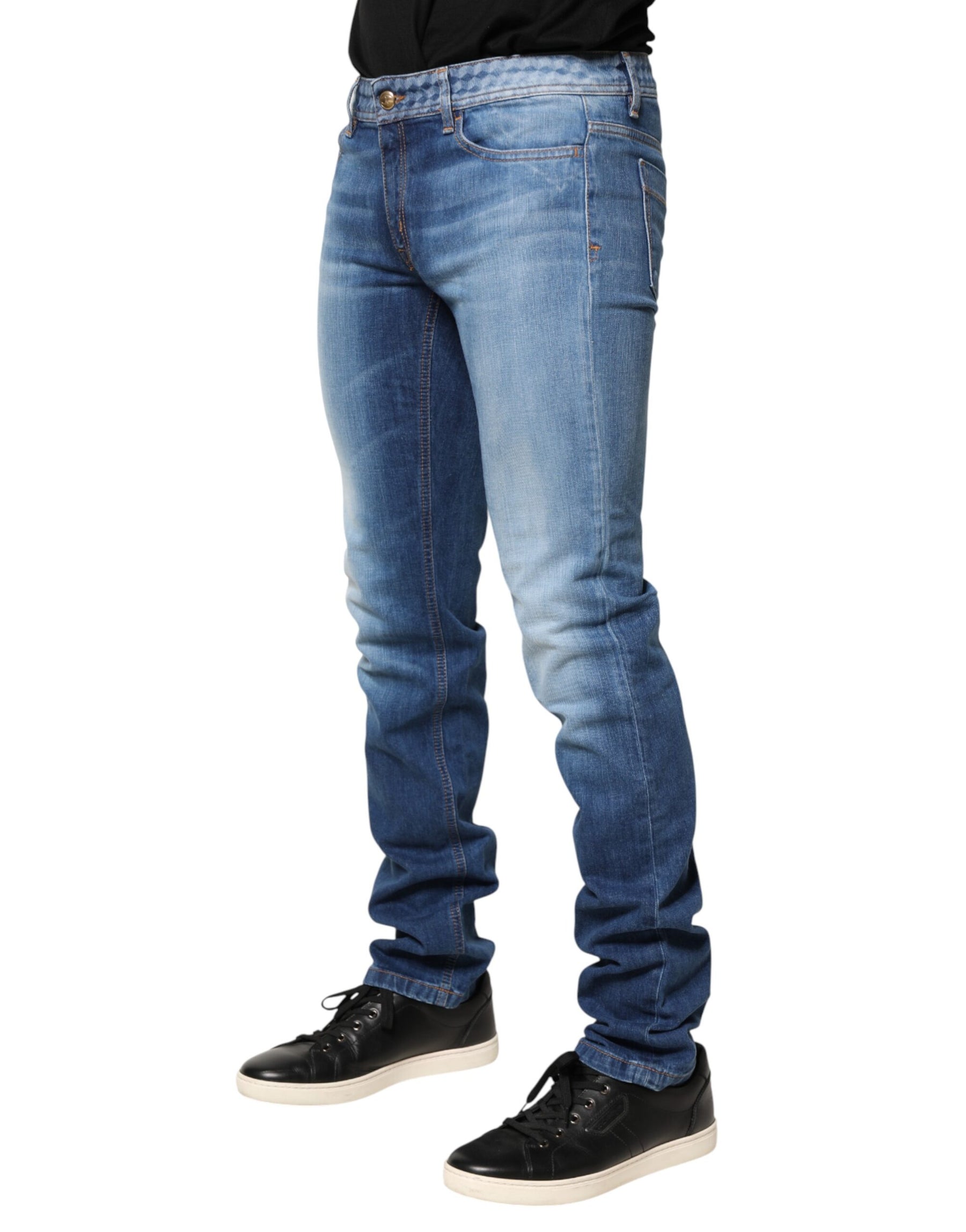 Just Cavalli Blue Washed Mid Waist Skinny Denim Trouser Jeans | Regal Royce