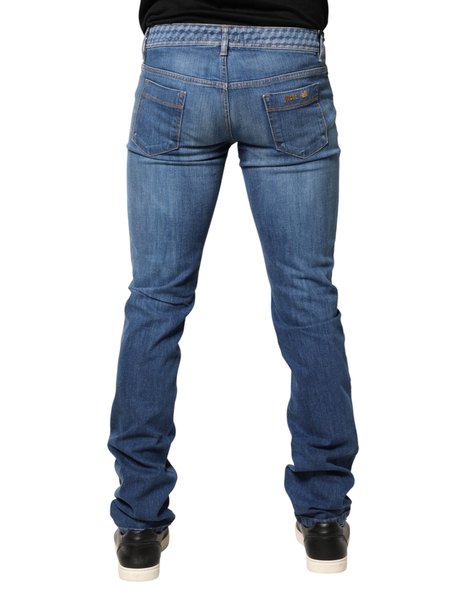 Just Cavalli Blue Washed Mid Waist Skinny Denim Trouser Jeans