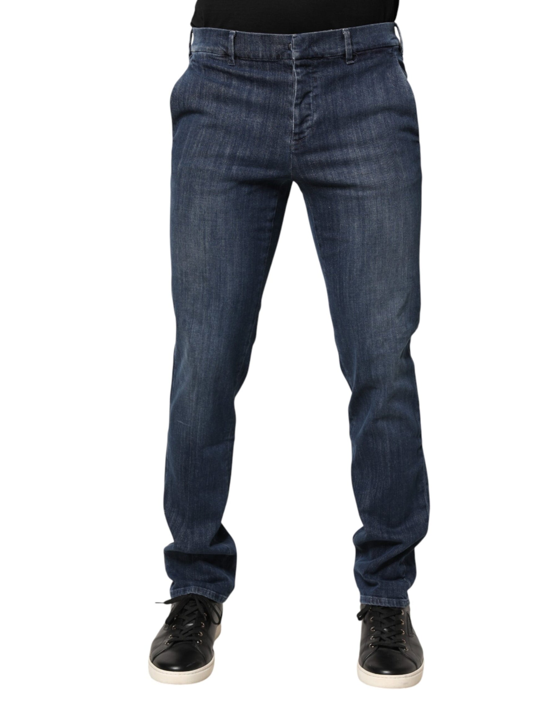 Prada Dark Blue Mid Waist Skinny Fit Men Denim Trouser Jeans | Regal Royce