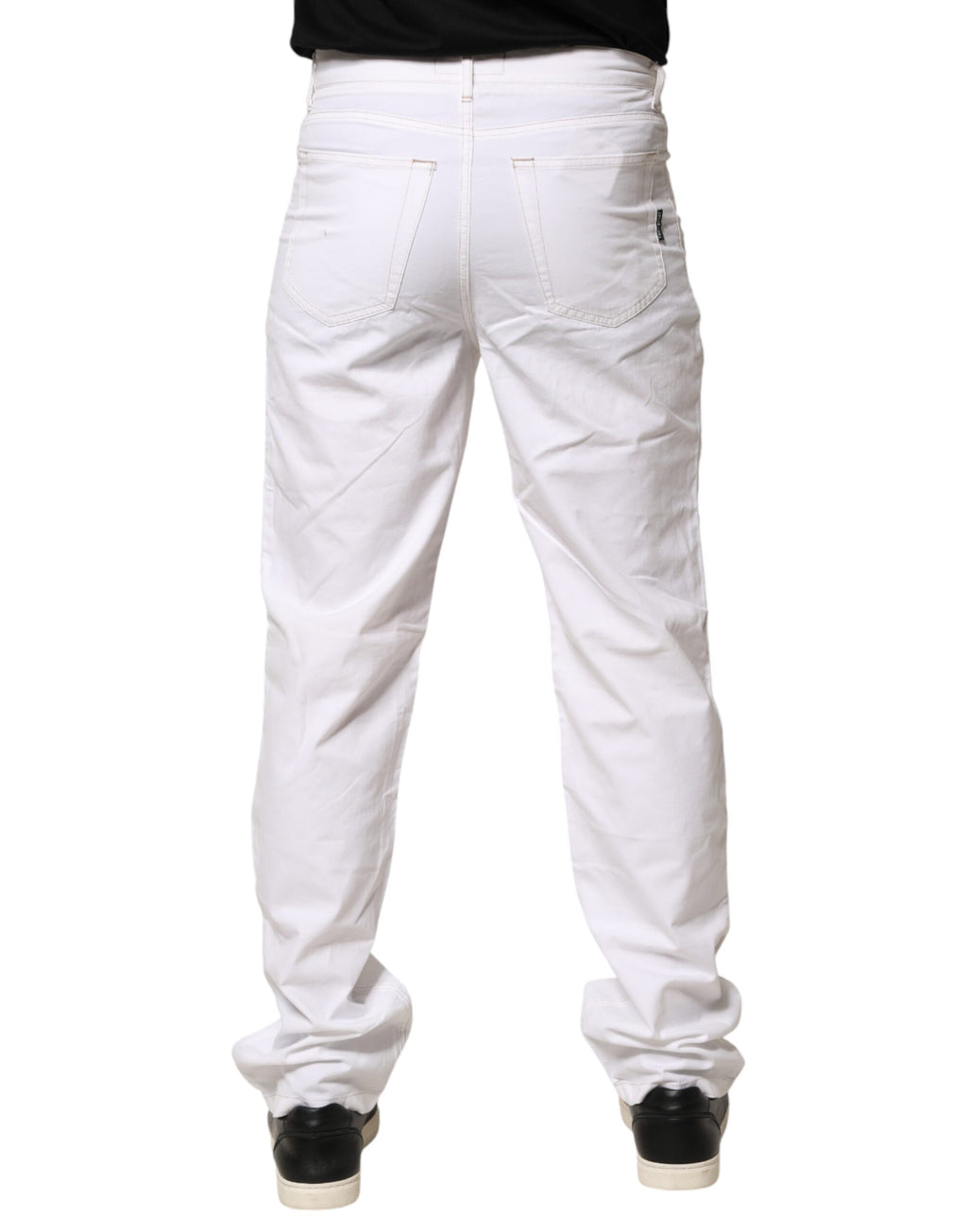 Fred Perry White Cotton Mid Waist Straight Men Denim Jeans
