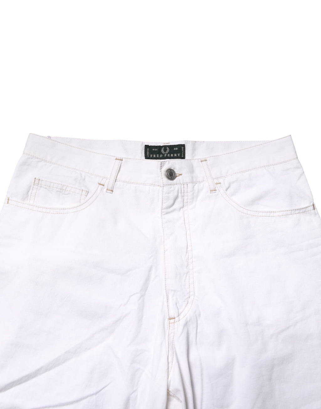 Fred Perry White Cotton Mid Waist Straight Men Denim Jeans
