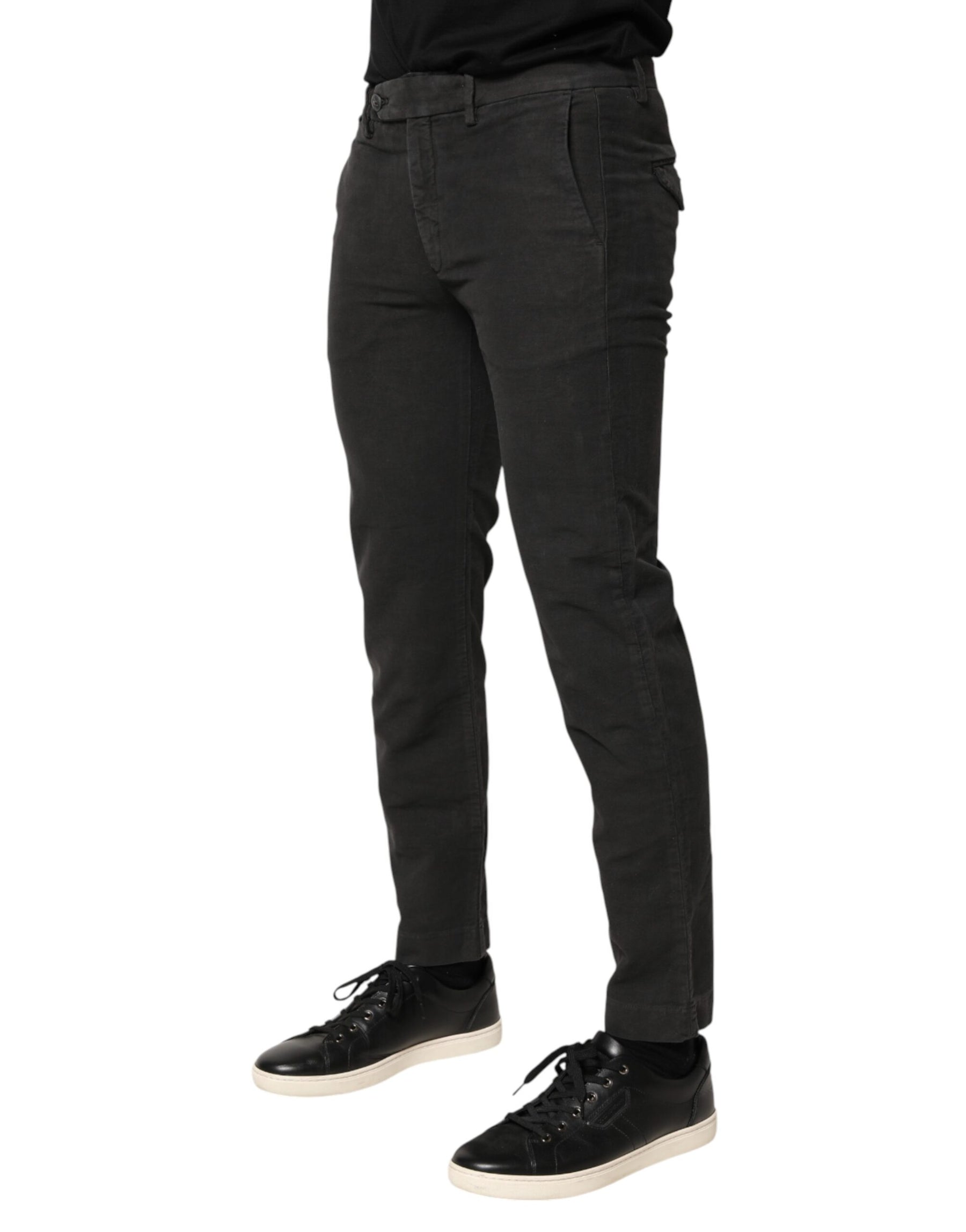 Maison Clochard Dark Gray Cotton Mid Waist Skinny Men Denim Jeans | Regal Royce