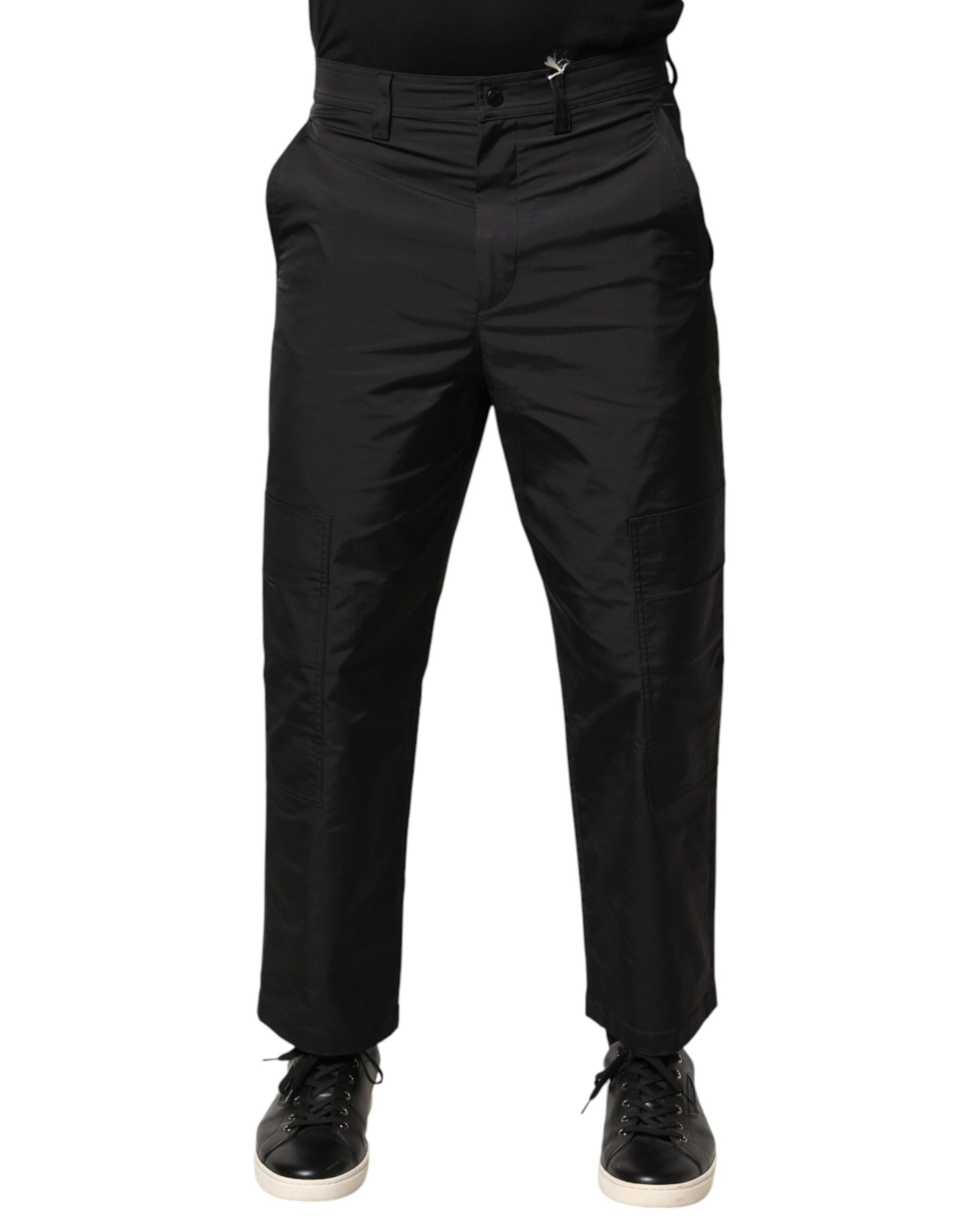 Valentino Black Mid Waist Men Tapered Dress Trouser Pants | Regal Royce